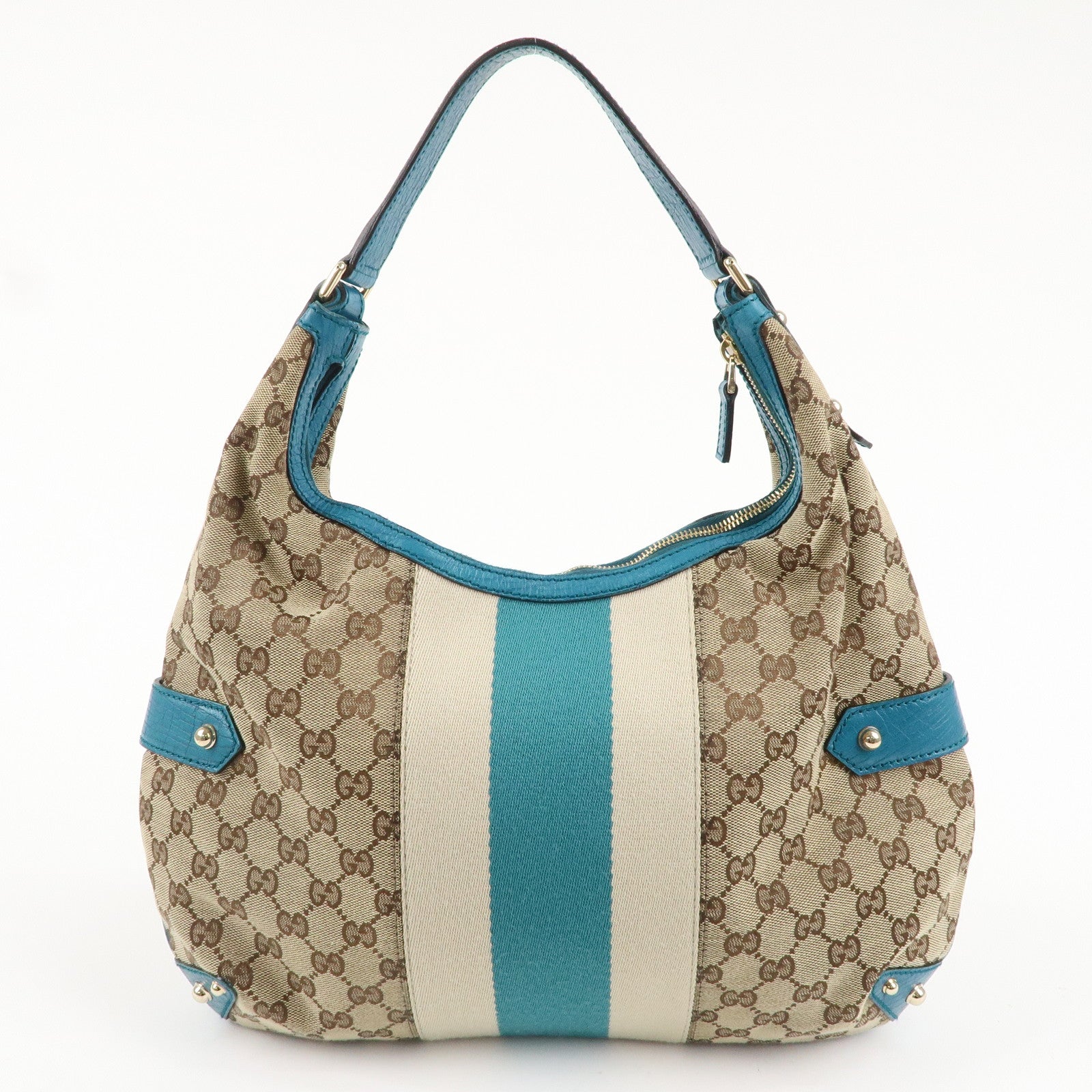 GUCCI Horsebit Sherry GG Canvas Leather Shoulder Bag 131026