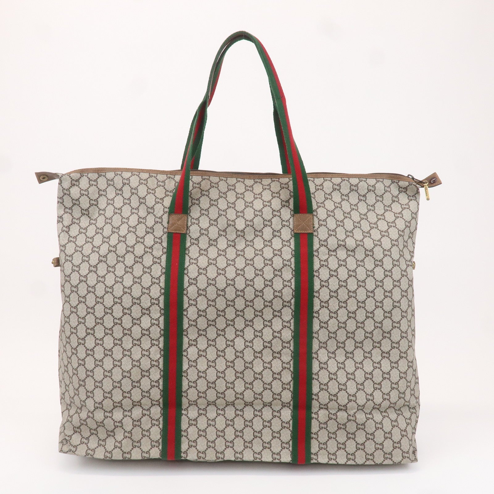 GUCCI Old Gucci Sherry GG Plus Leather Travel Bag Boston Bag