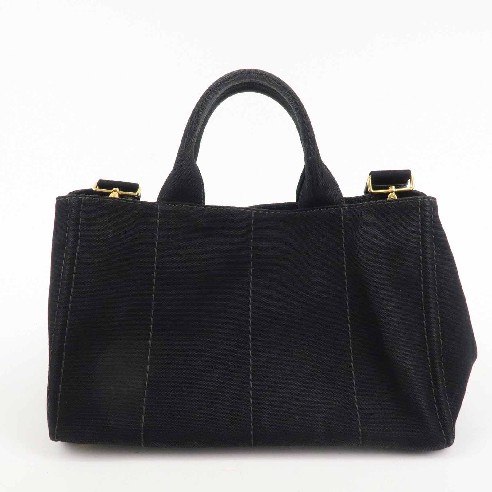 PRADA Logo Canapa Canvas 2way Hand Bag Black 1BG642