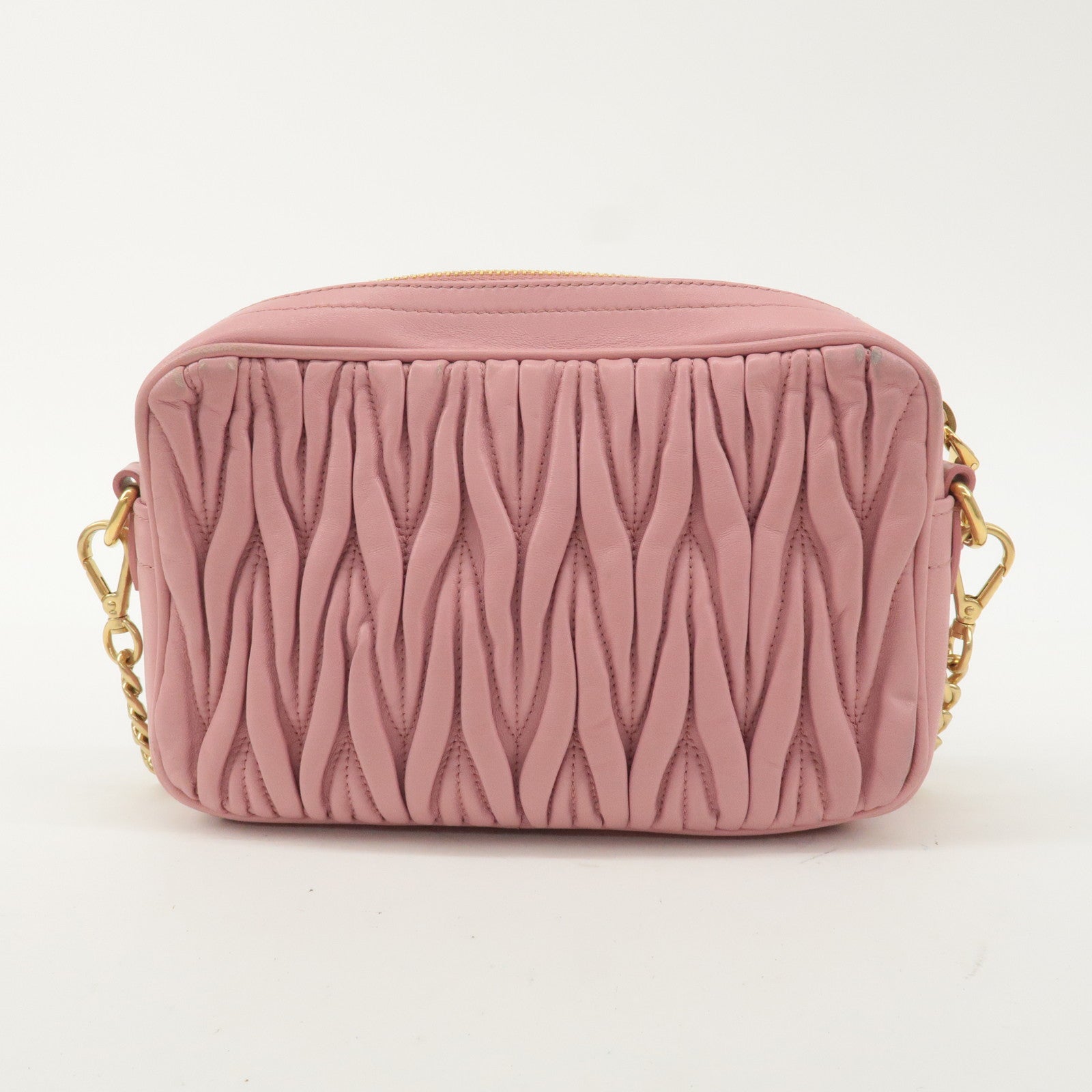 MIU MIU Matelasse Leather Chain Shoulder Bag Pink