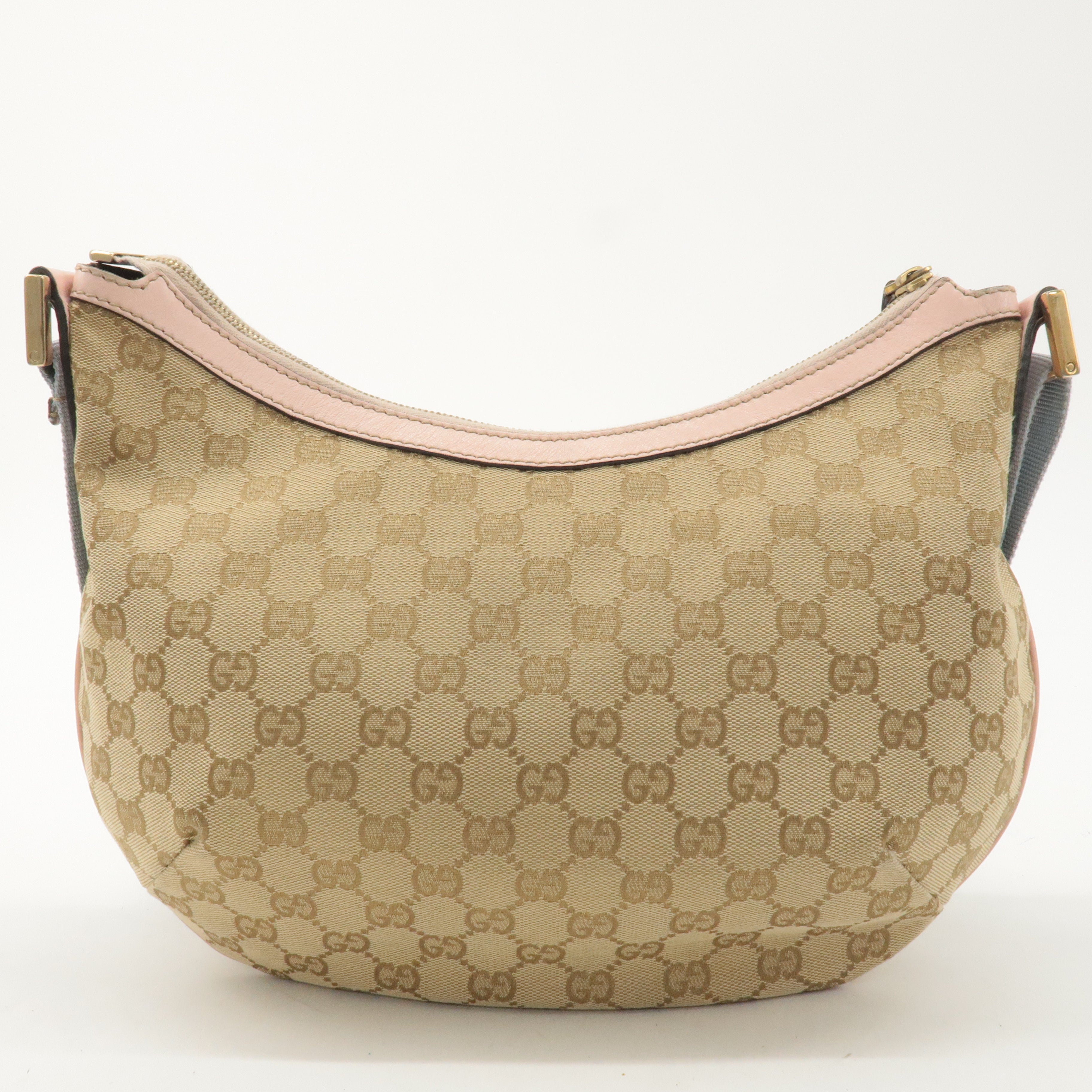 GUCCI GG Canvas Leather Shoulder Bag Beige Pink 181092