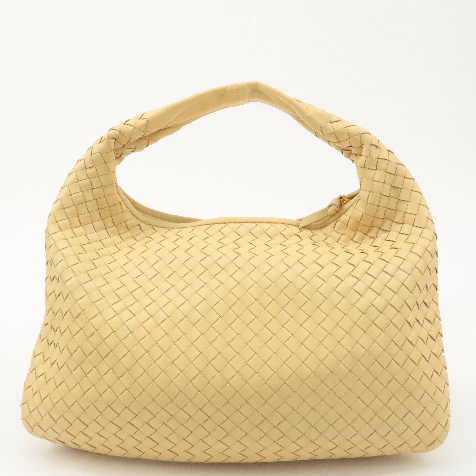 BOTTEGA VENETA Hobo Intrecciato Leather Shoulder Bag Cream 115653