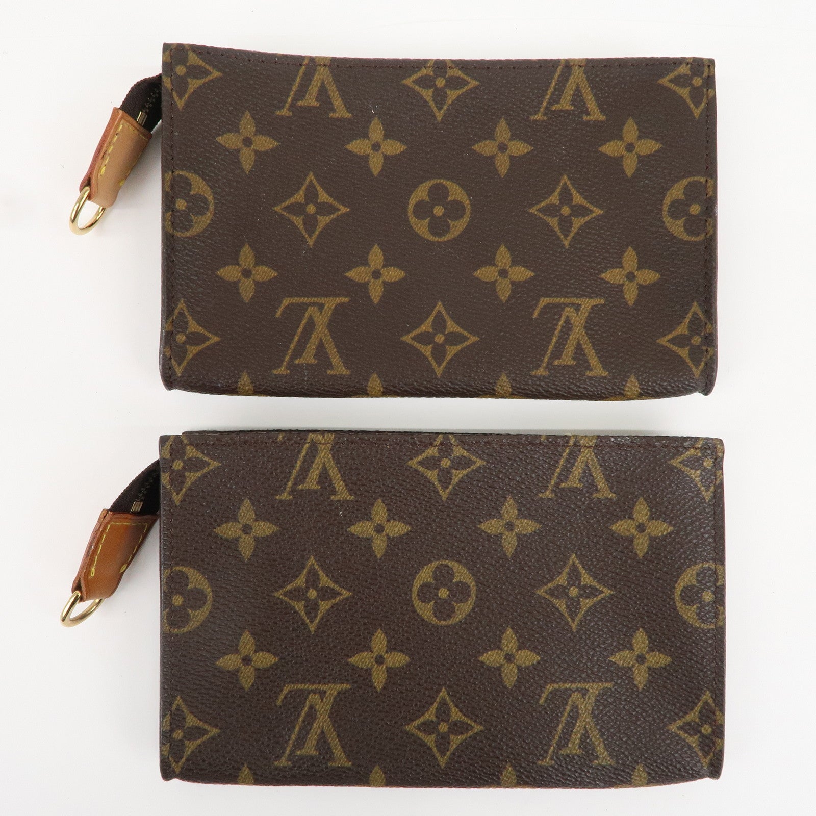 Louis Vuitton Monogram Set of 2 Pouch for Bucket PM Bag Brown