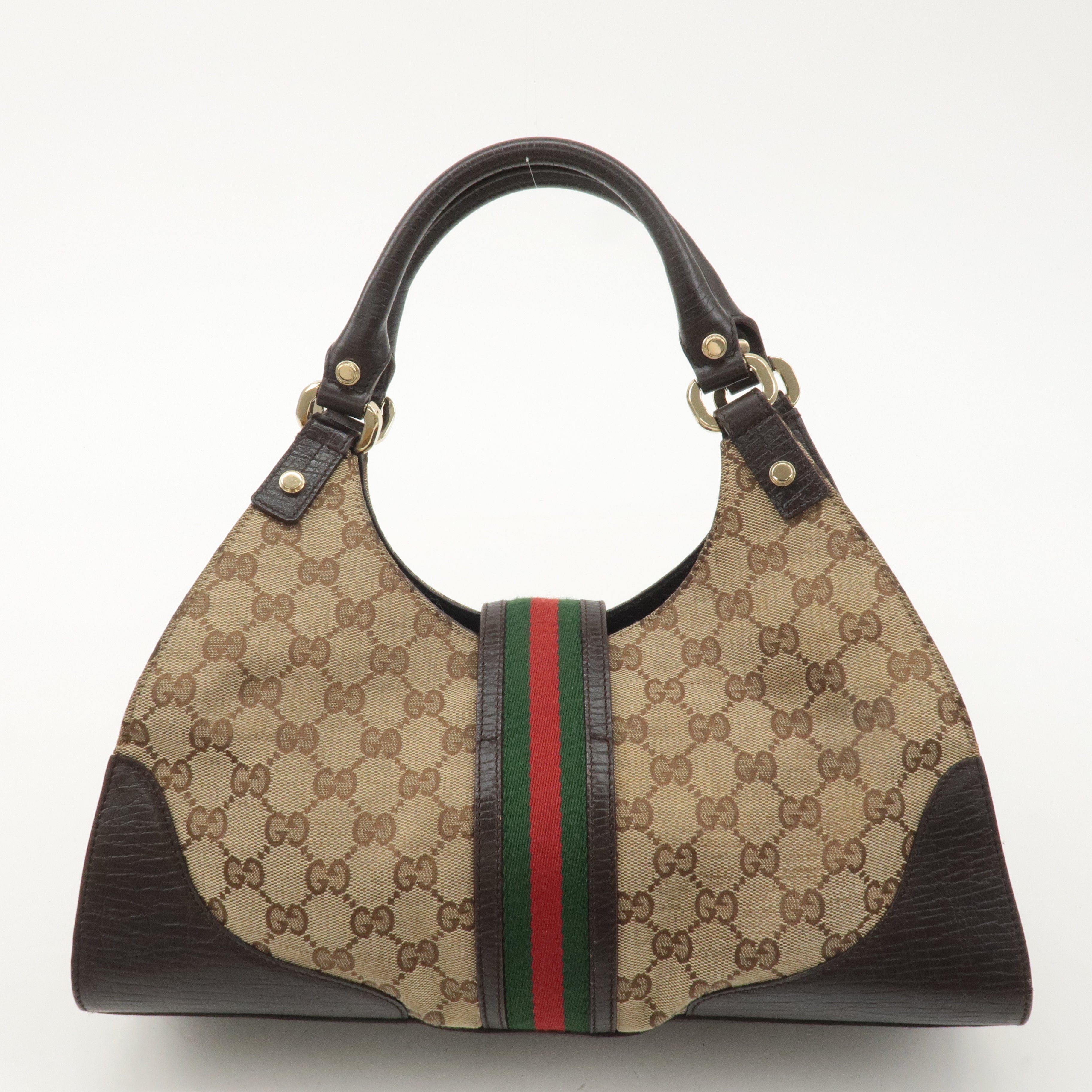 GUCCI Sherry GG Canvas Leather Shoulder Bag Beige Brown 130995