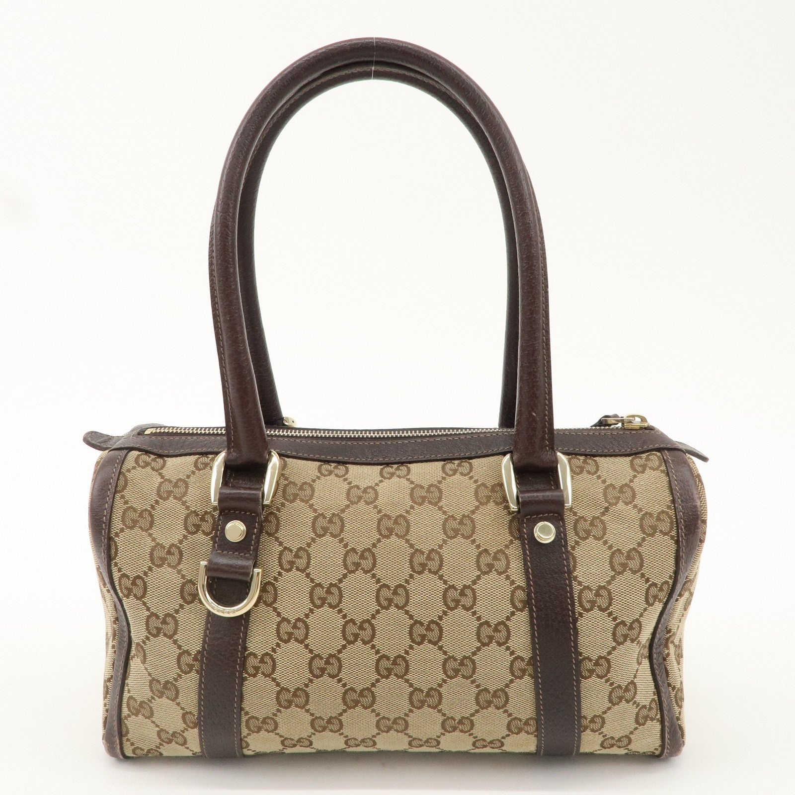 GUCCI Abbey GG Canvas Leather Mini Boston Bag Beige Brown 130942