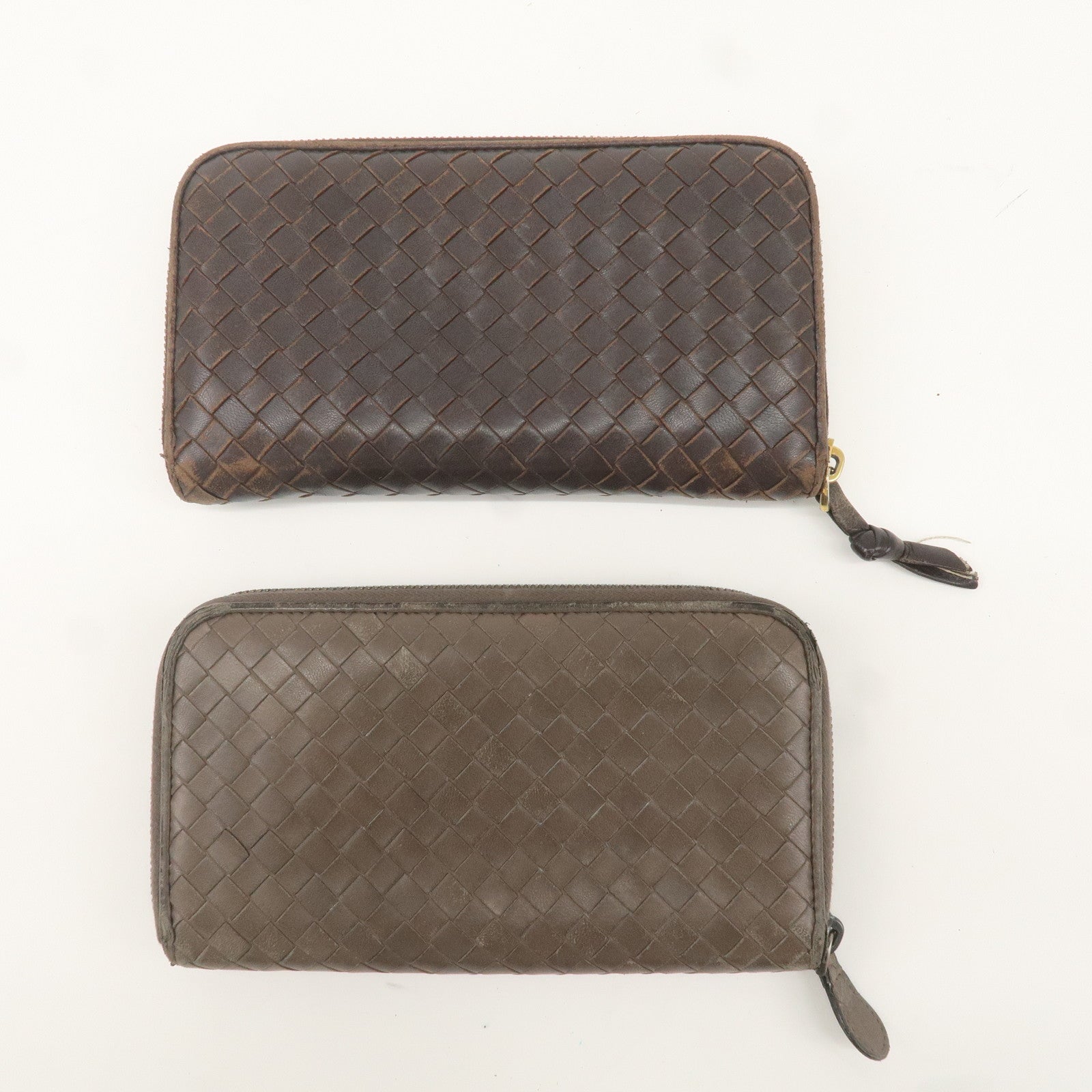 BOTTEGA VENETA Set of 2 Intrecciato Leather Long Wallet 114076