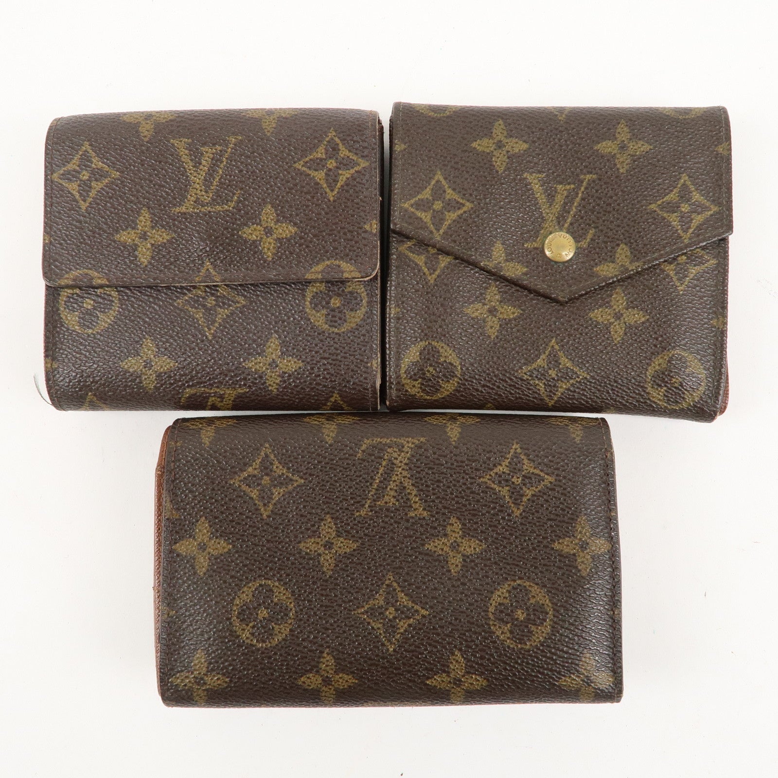 Louis Vuitton Set of 3 Monogram Wallet Brown M61654 M61660 M61730