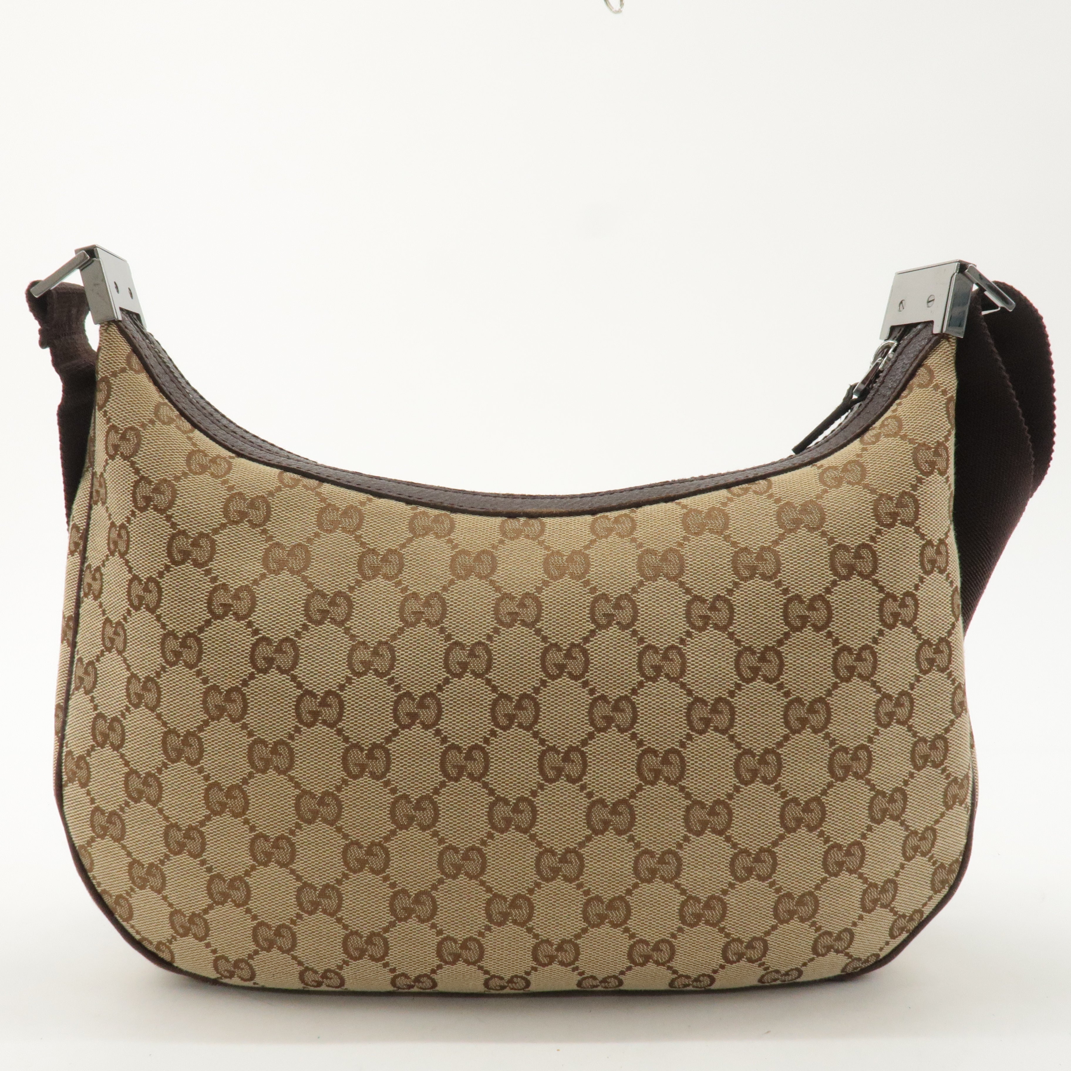 GUCCI GG Canvas Leather Shoulder Bag Beige Brown 122790