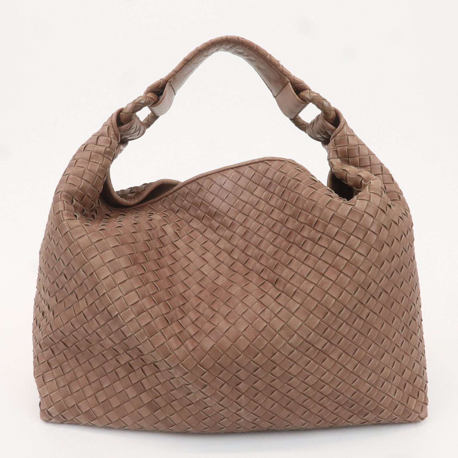 BOTTEGA VENETA Hobo Intrecciato Leather Shoulder Bag Brown 72918