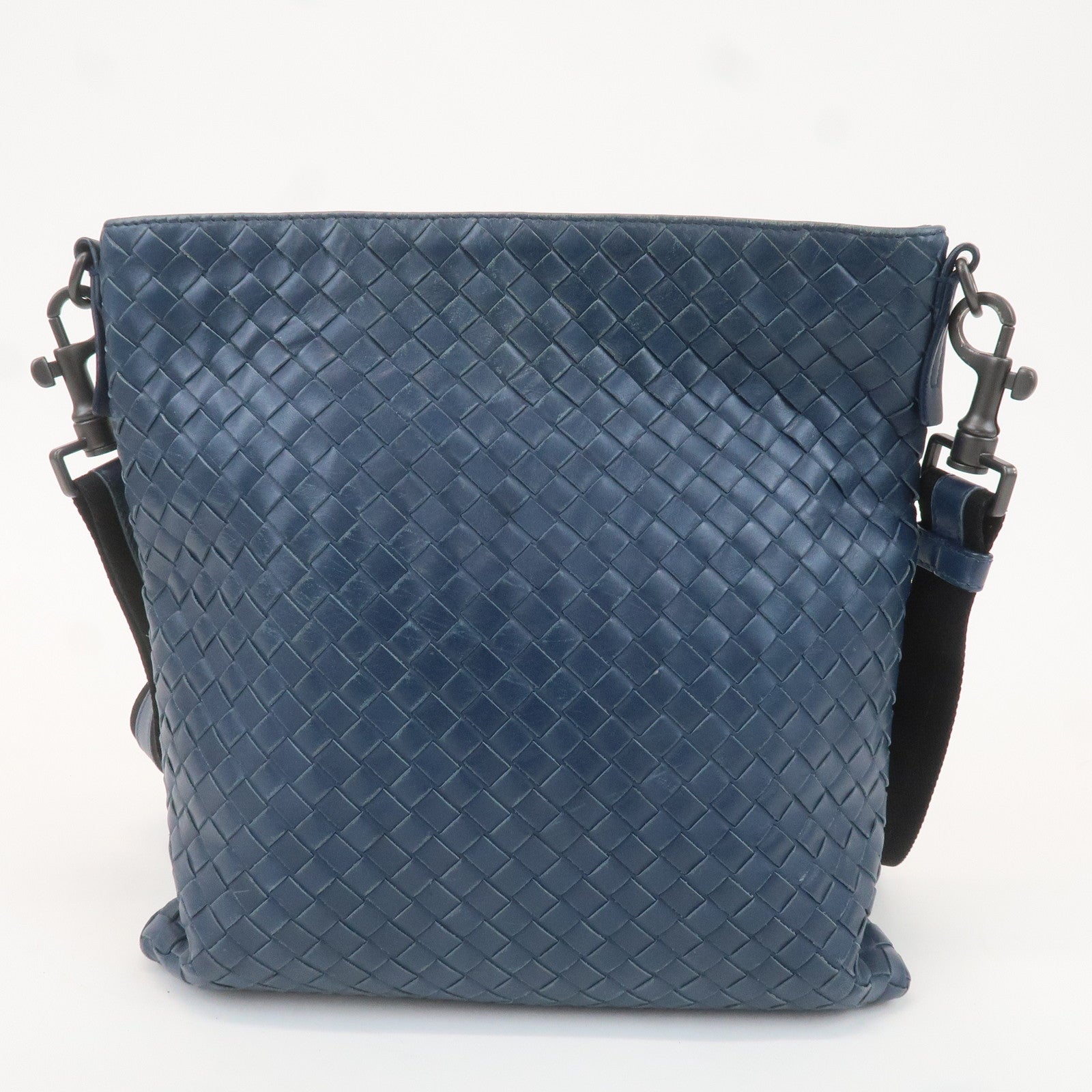 BOTTEGA VENETA Hobo Intrecciato Leather Shoulder Bag Navy 276357