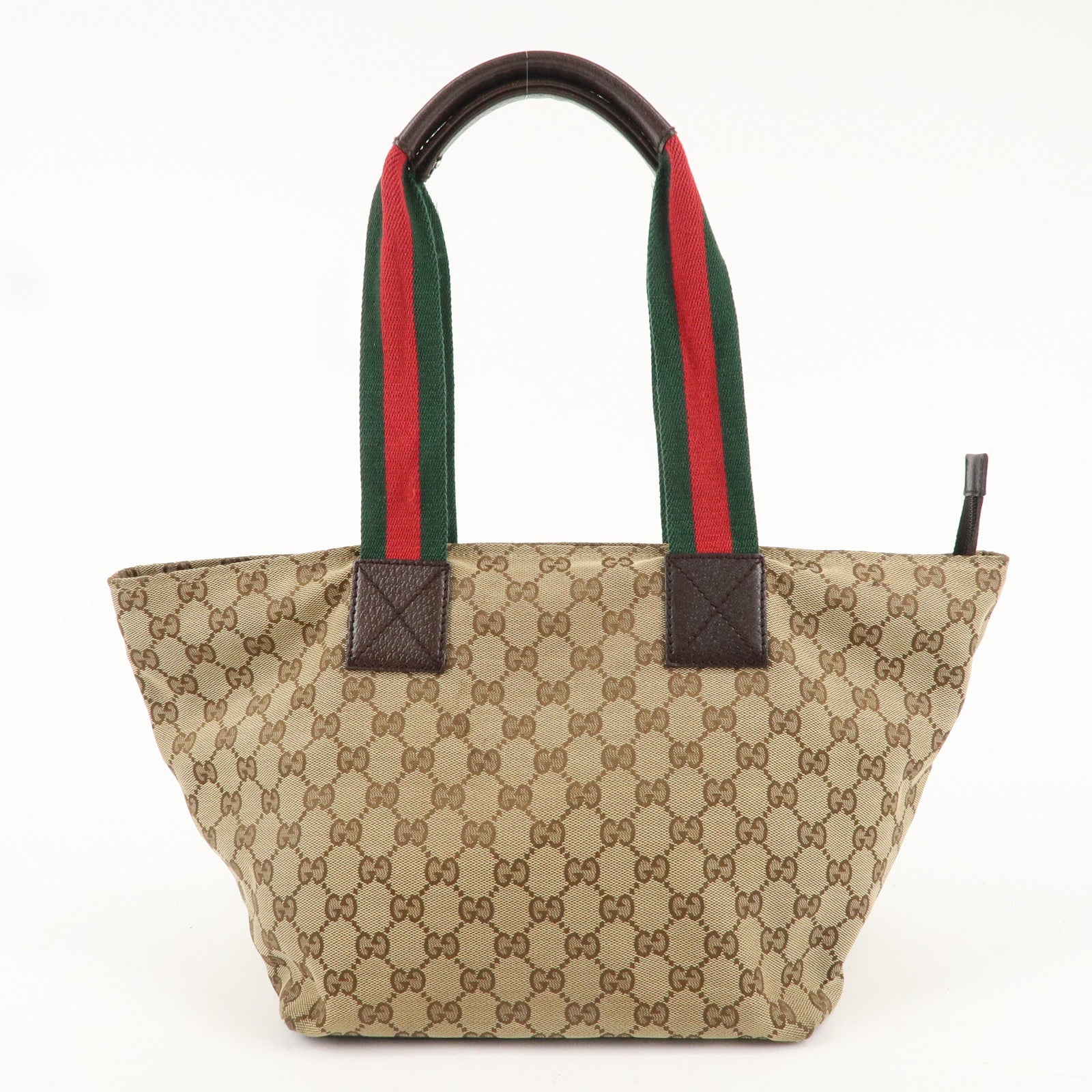 GUCCI Sherry GG Canvas Leather Tote Bag Beige Brown 131230