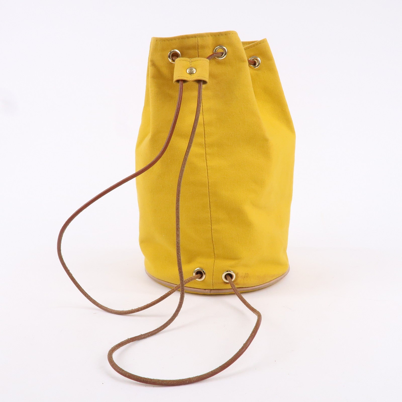 HERMES Canvas Leather Porochon Mimil PM Shoulder Bag Yellow