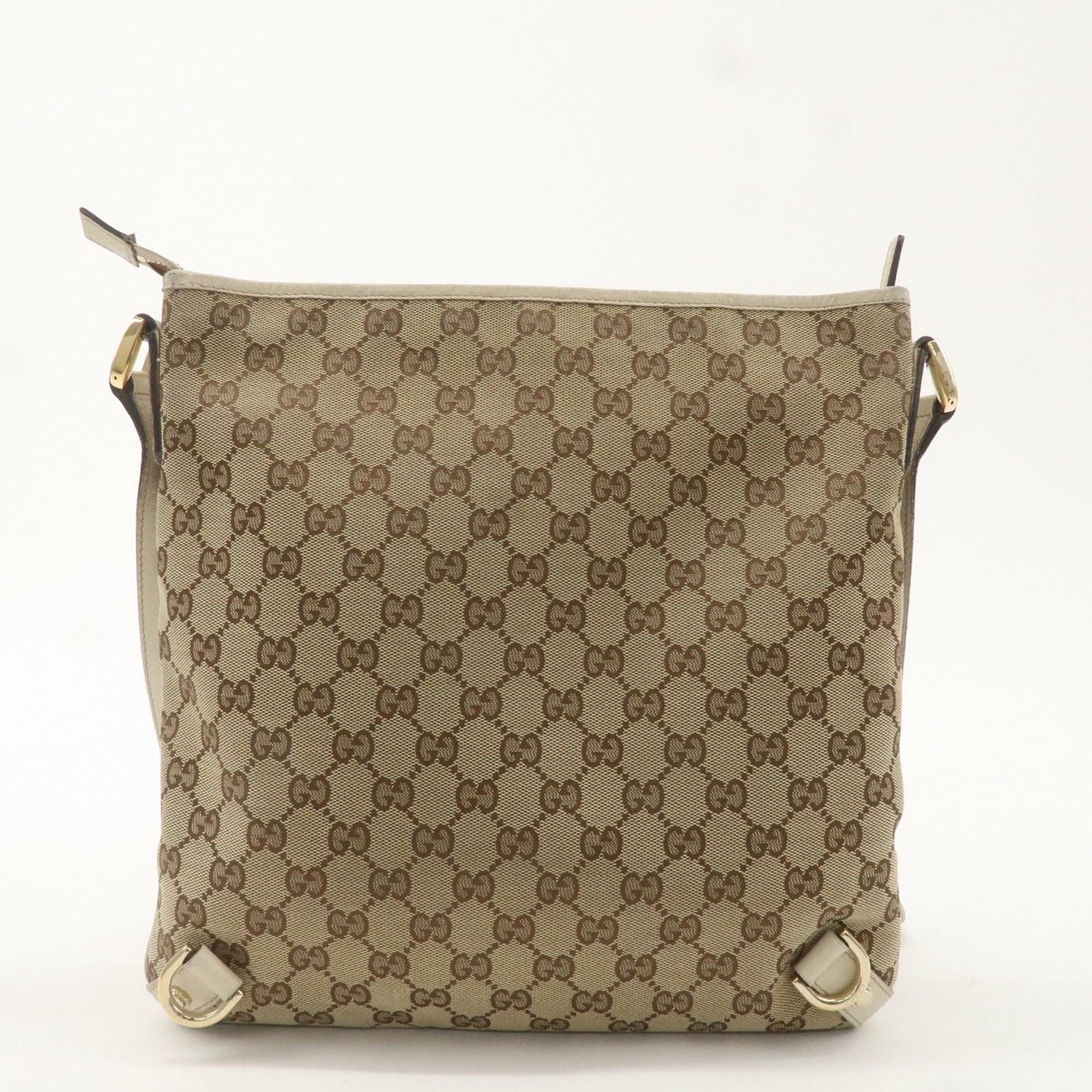 GUCCI Abbey GG Canvas Leather Shoulder Bag Beige Ivory 131326