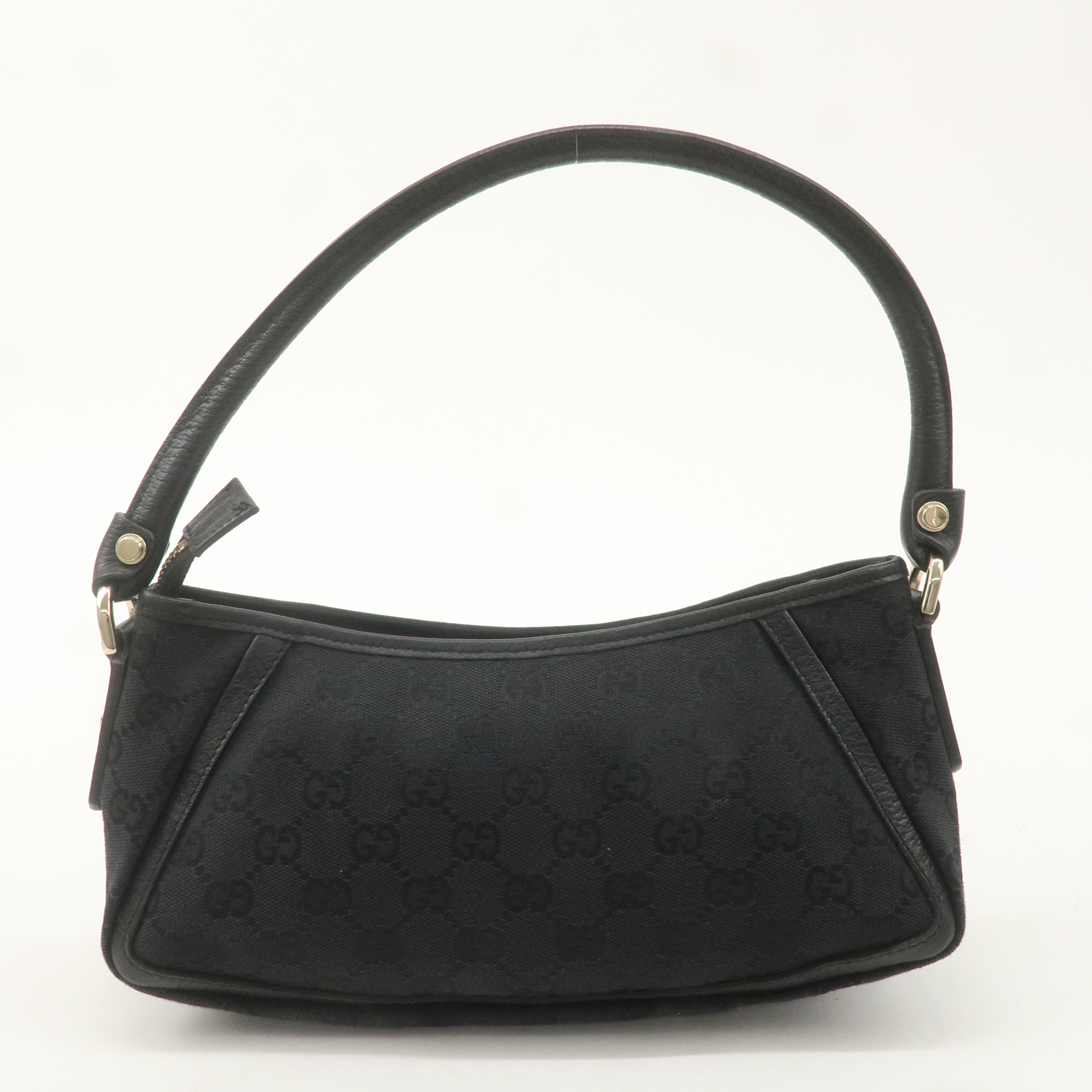 GUCCI Abbey GG Canvas Leather Pouch Shoulder Bag Black 130939