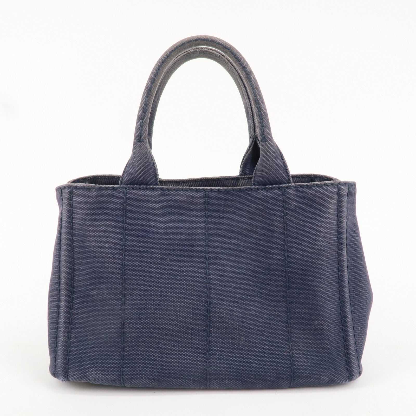 PRADA Logo Canapa Mini Canvas 2Way Bag Hand Bag Navy 1BG439