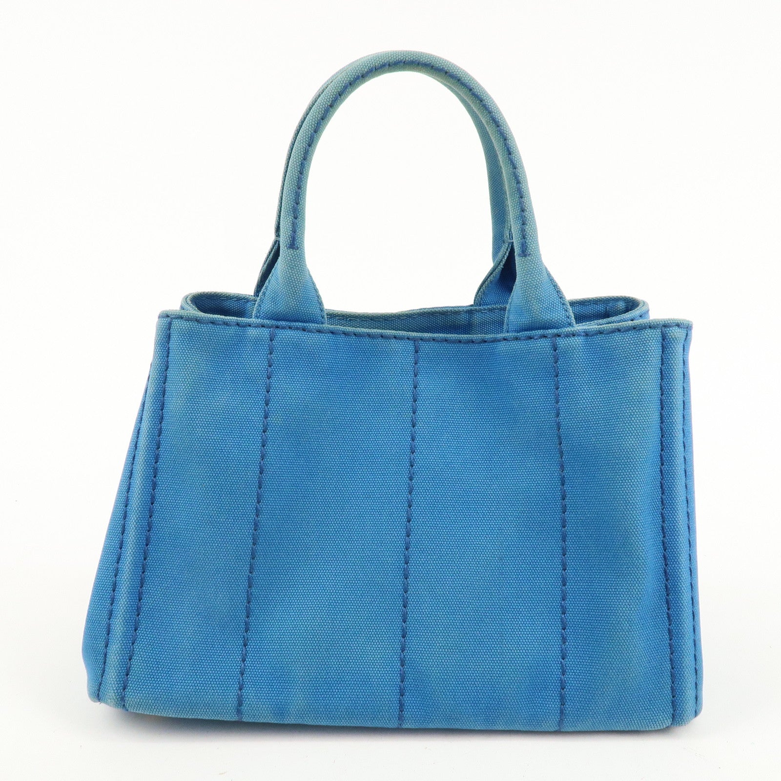 PRADA Logo Canapa Mini Canvas Tote Bag Hand Bag Blue