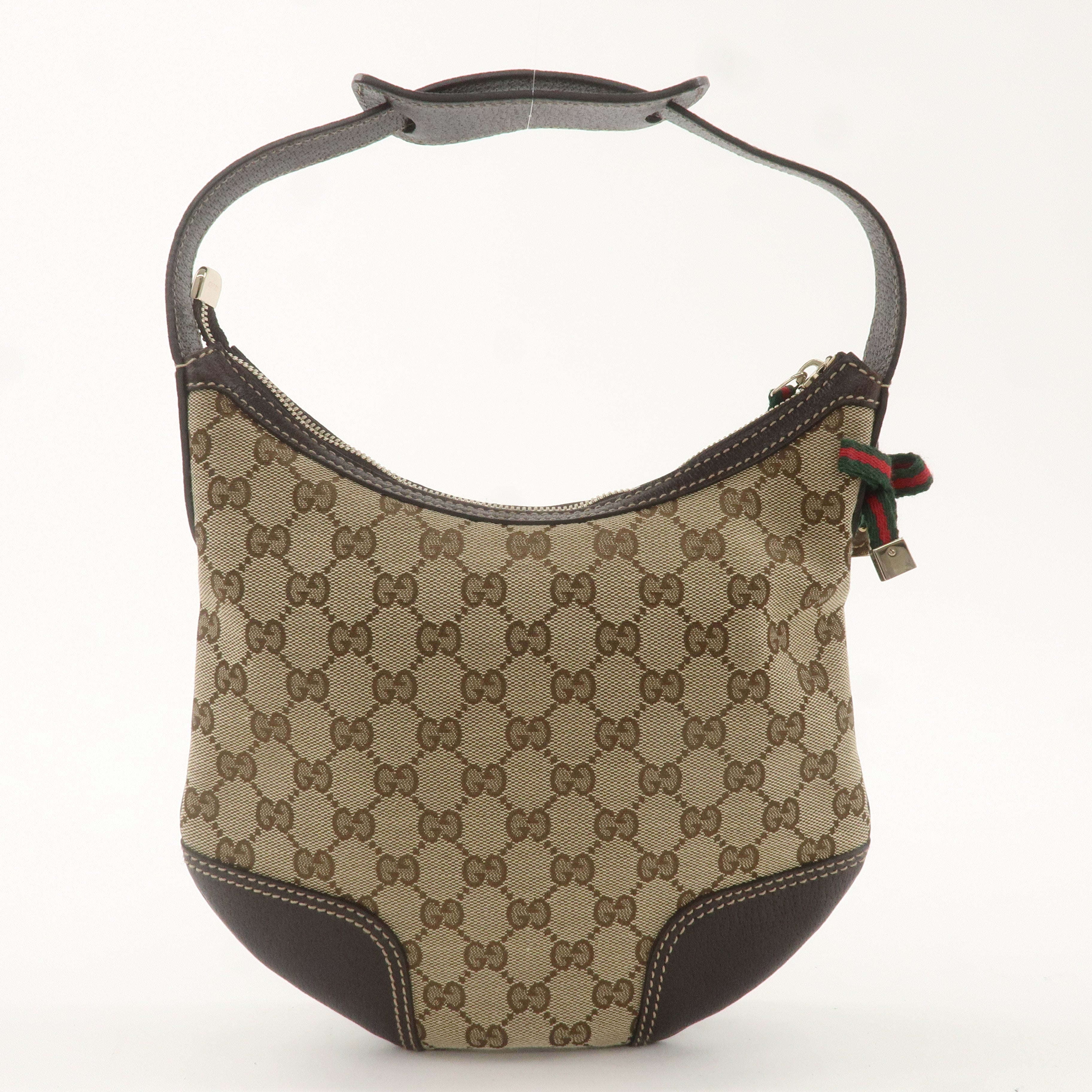 GUCCI Princy GG Canvas Leather Shoulder Bag Beige Brown 162895