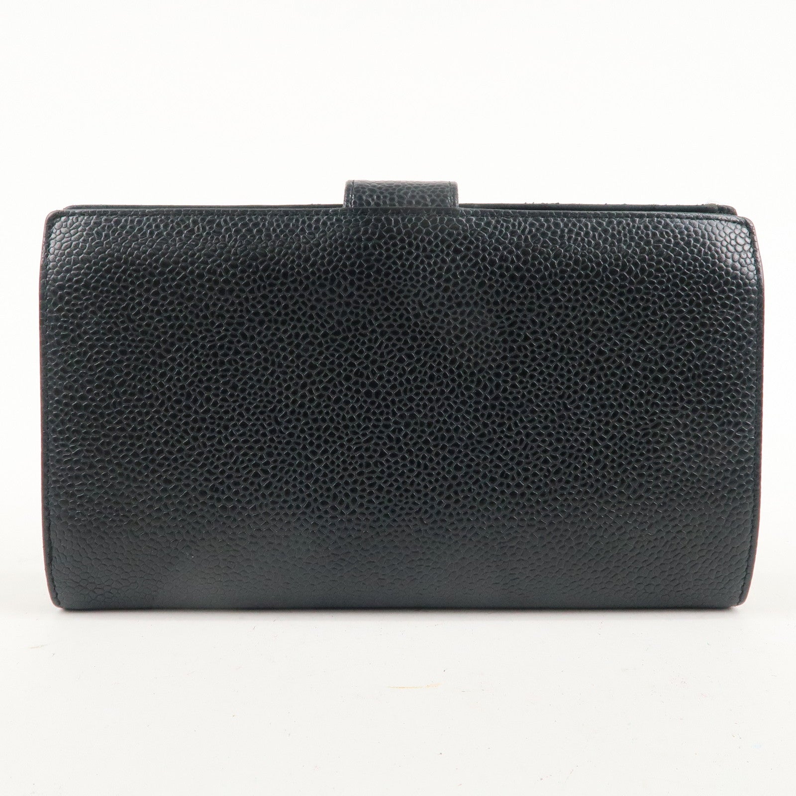 CHANEL Caviar Skin Coco Mark Bi-Fold Long Wallet Black A13498