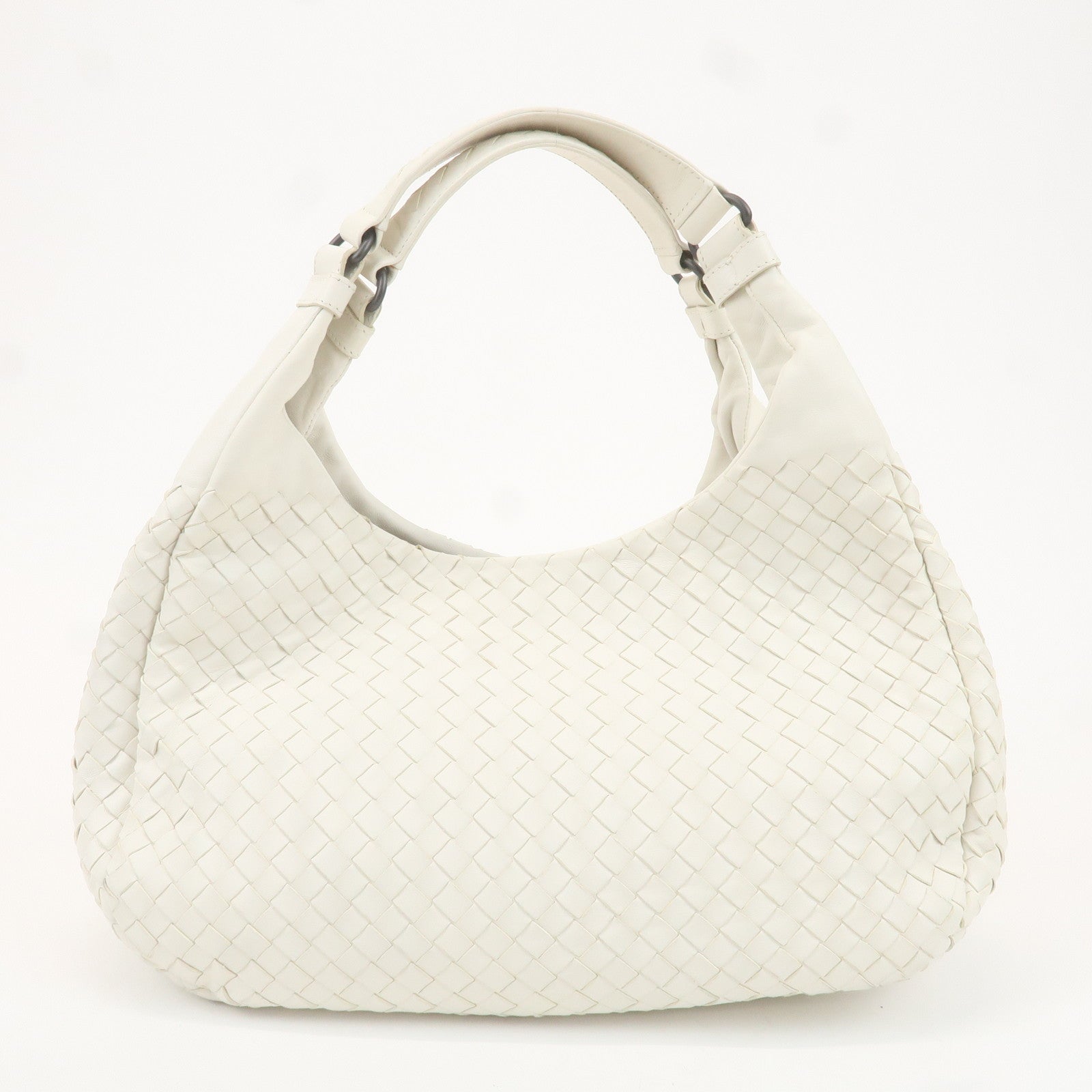 BOTTEGA VENETA Intrecciato Leather Shoulder Bag White 125787