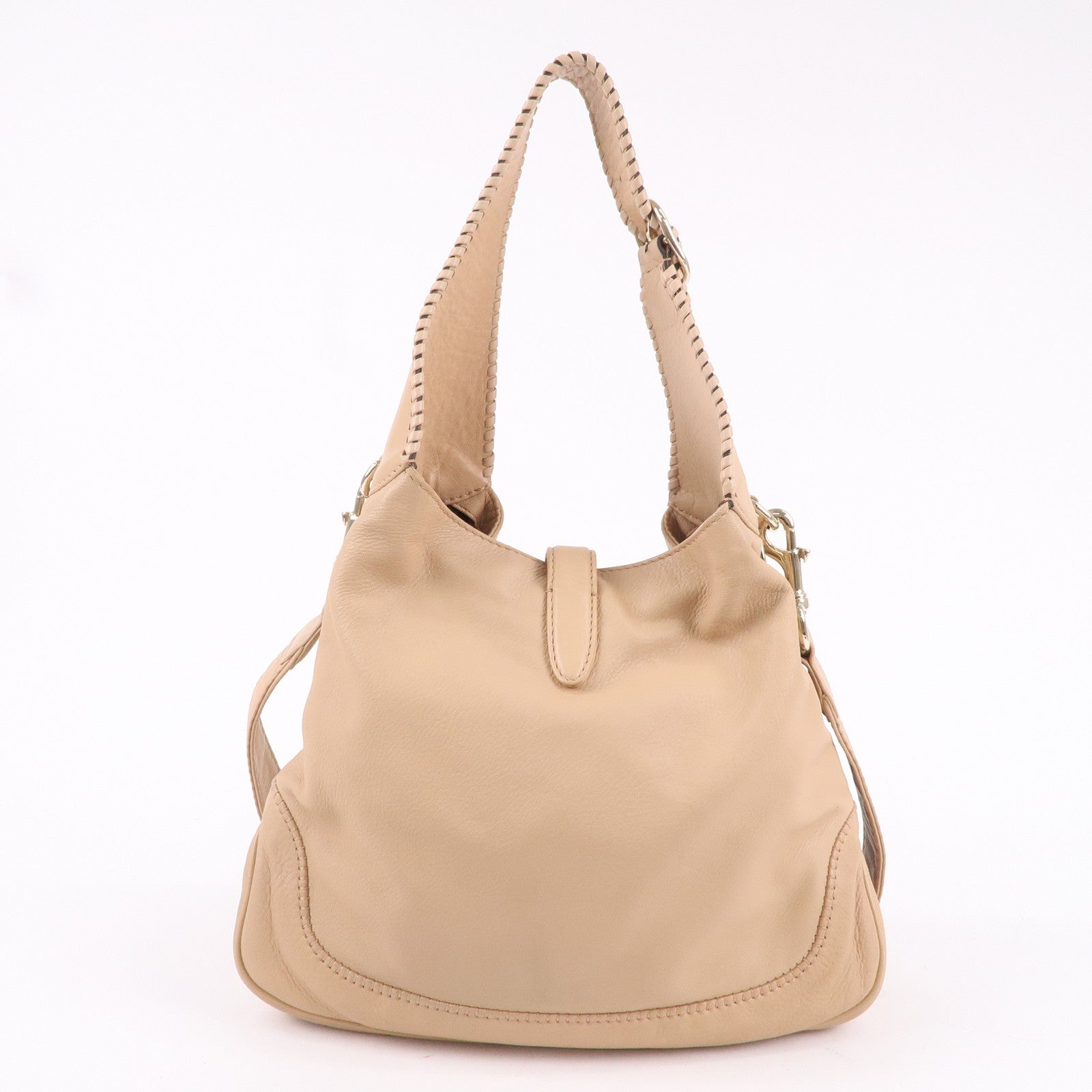 GUCCI New Jackie Leather 2Way Shoulder Hand Bag Beige 246907