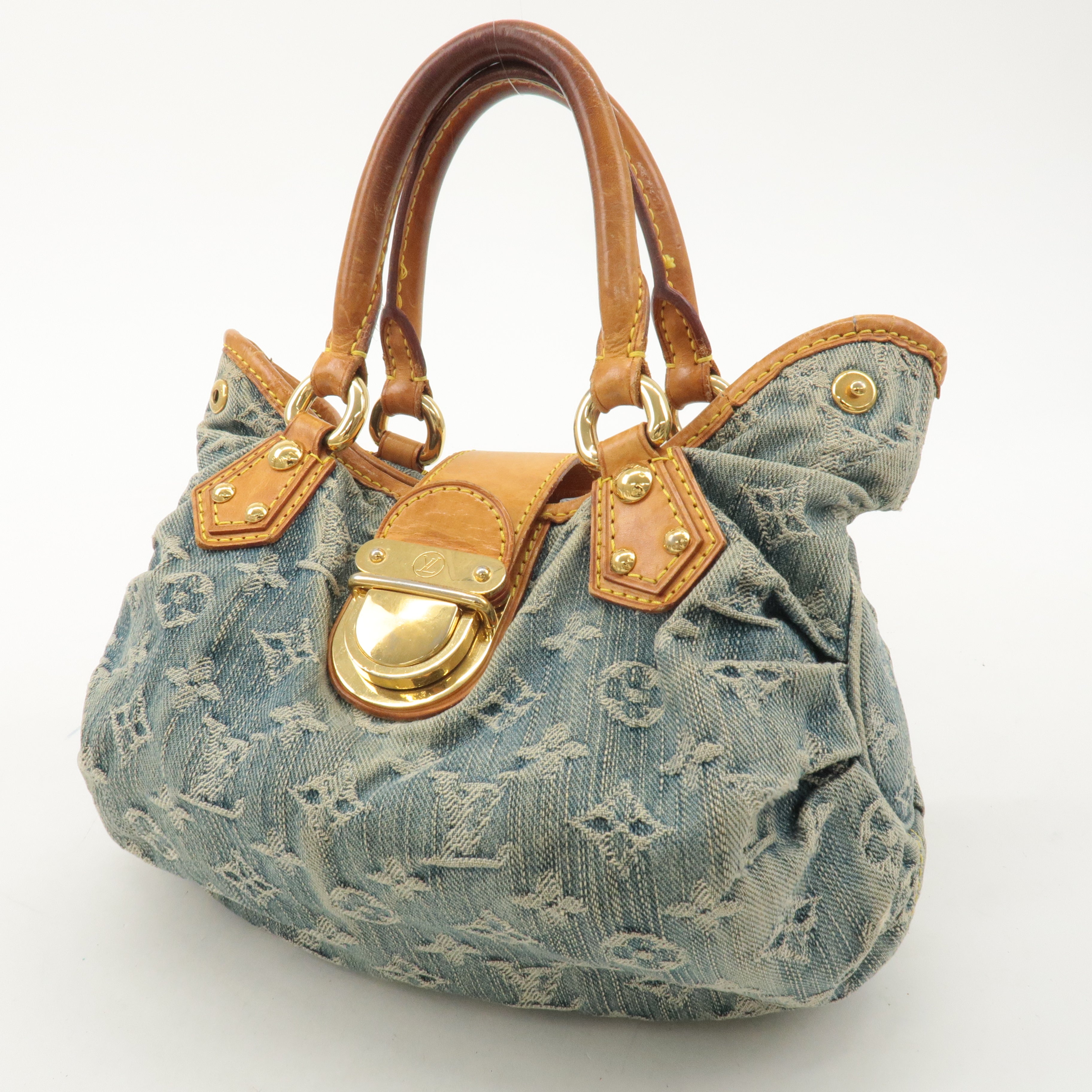 Louis Vuitton Monogram Denim Pleaty Hand Bag Blue M95020