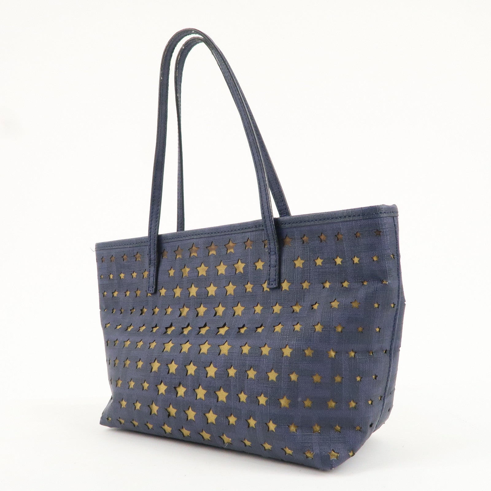 FENDI Zucca PVC Canvas Punching Star Tote Bag Navy 8BH223