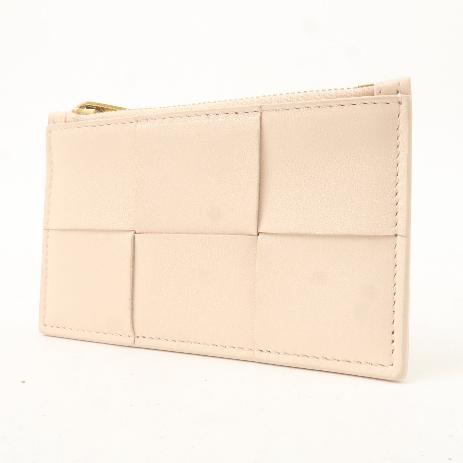 BOTTEGA VENETA Maxi Intrecciato Leather Coin Case Beige 681010