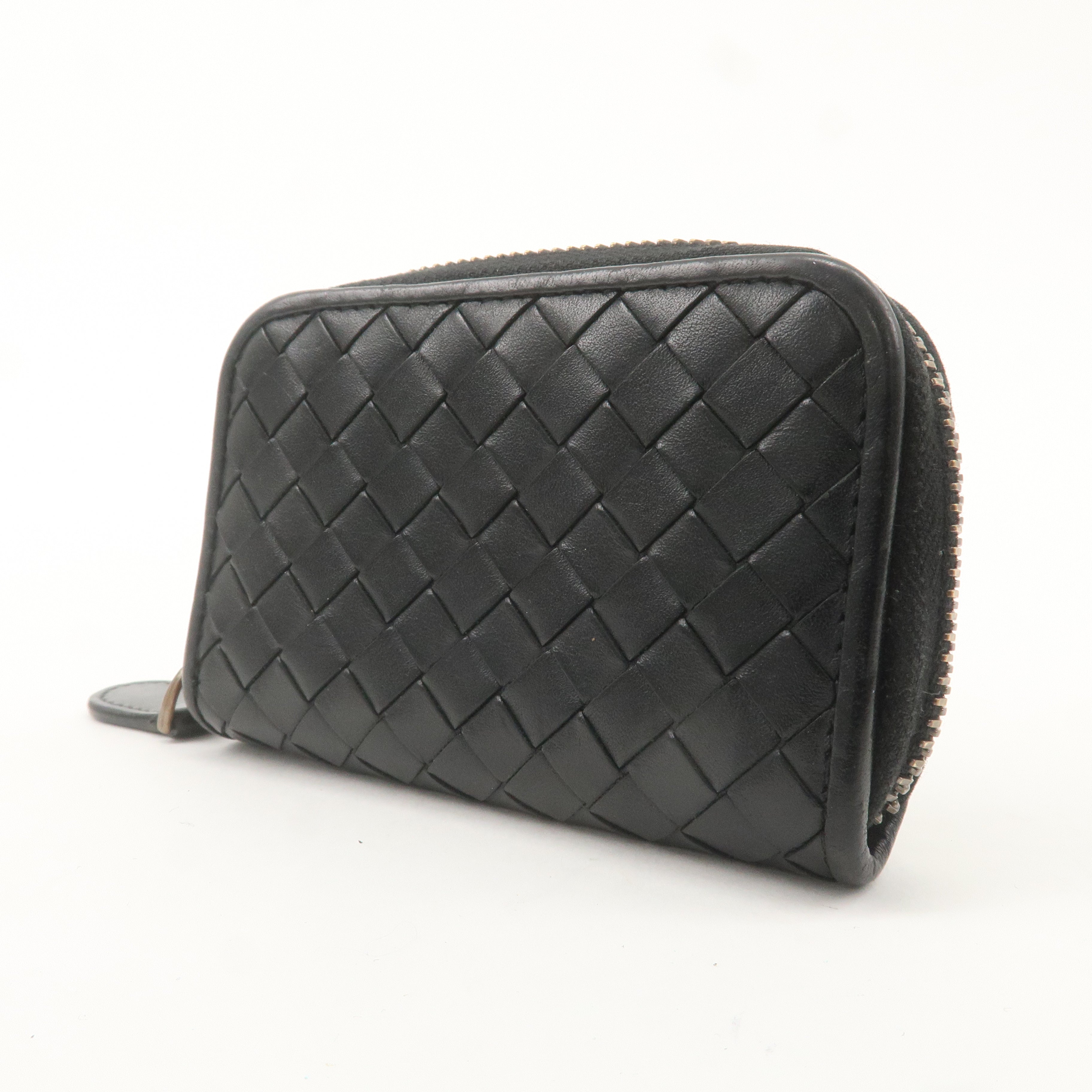 BOTTEGA VENETA Intrecciato Leather Coin Case Coin Purse Black