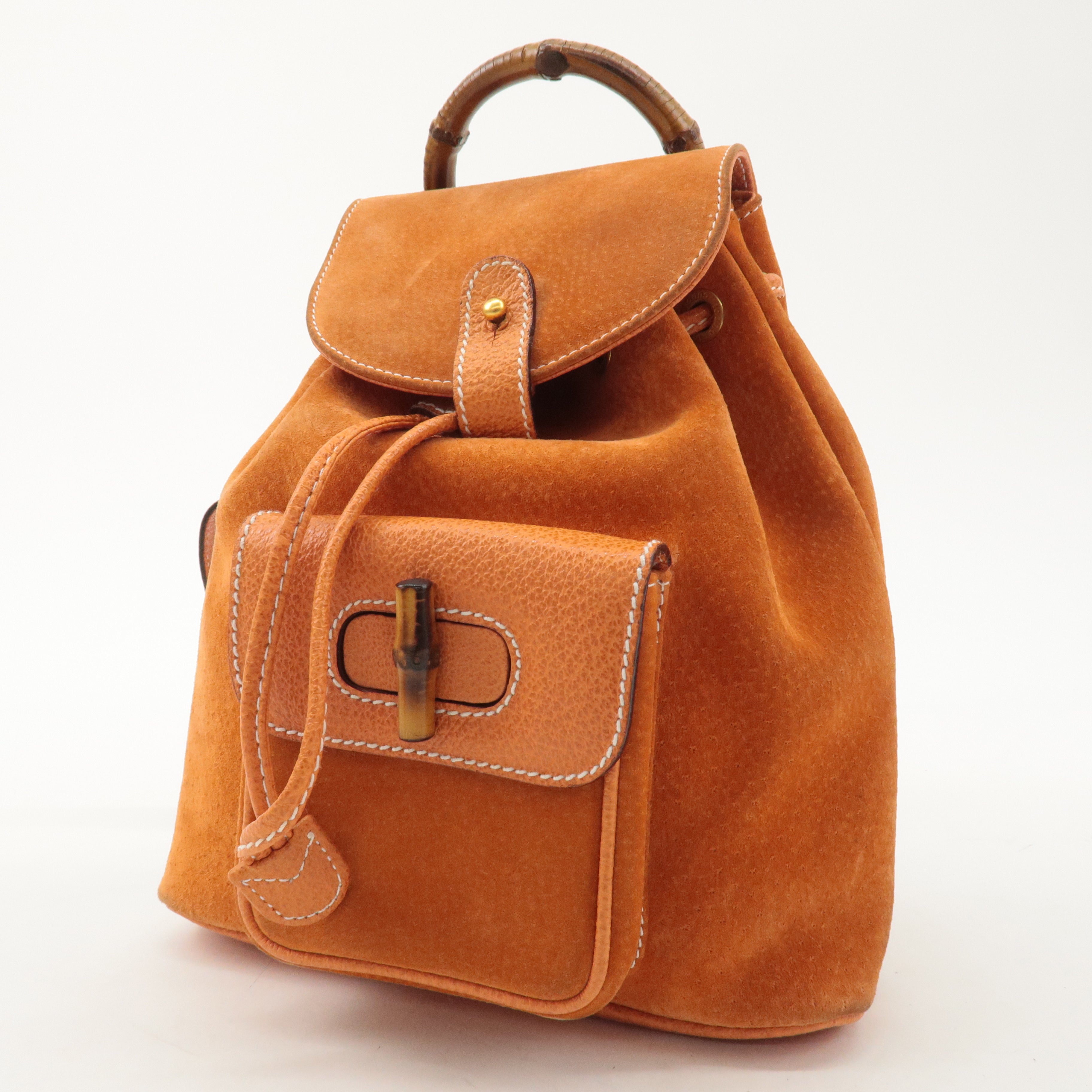 GUCCI Bamboo Suede Back Pack Orange 003･2058･0030