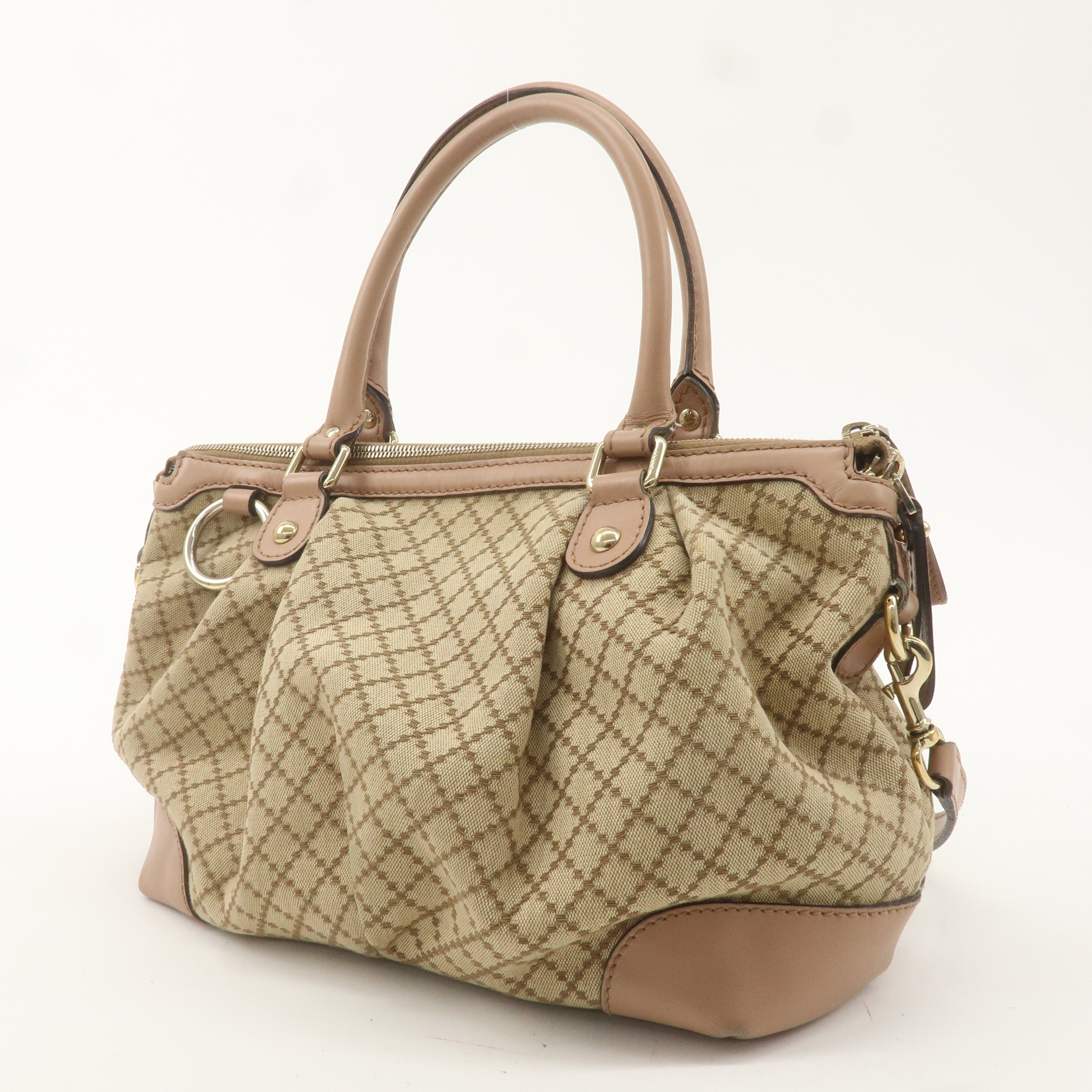 GUCCI Diamante Sukey Canvas Leather 2Way Shoulder Bag 247902