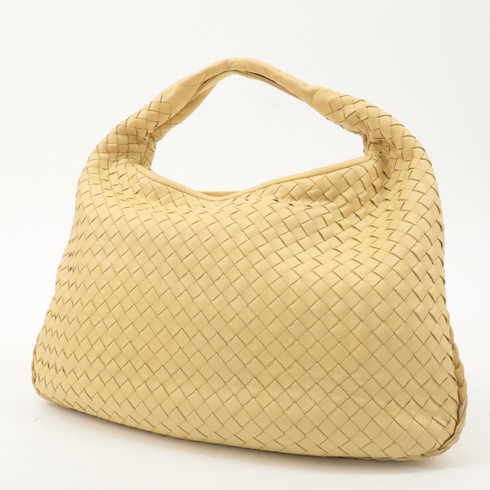 BOTTEGA VENETA Hobo Intrecciato Leather Shoulder Bag Cream 115653