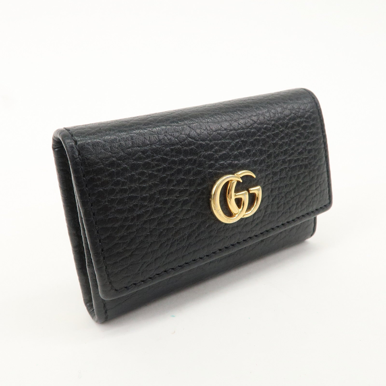 GUCCI Set of 2  GG Marmont Leather 6 Key Cases Black 456118