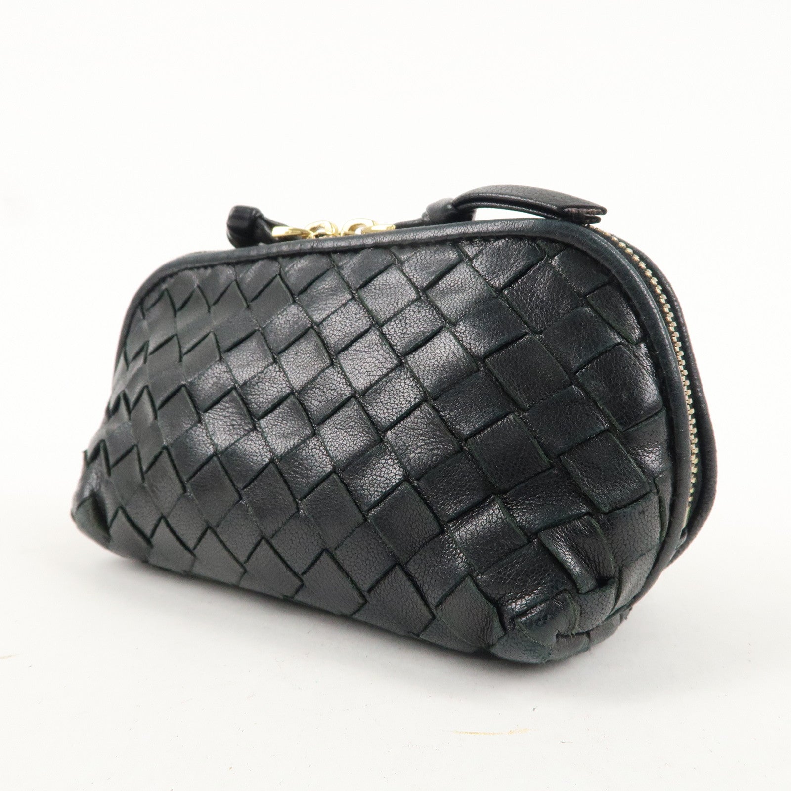 BOTTEGA VENETA Intrecciato Leather Pouch Cosmetic Pouch Black