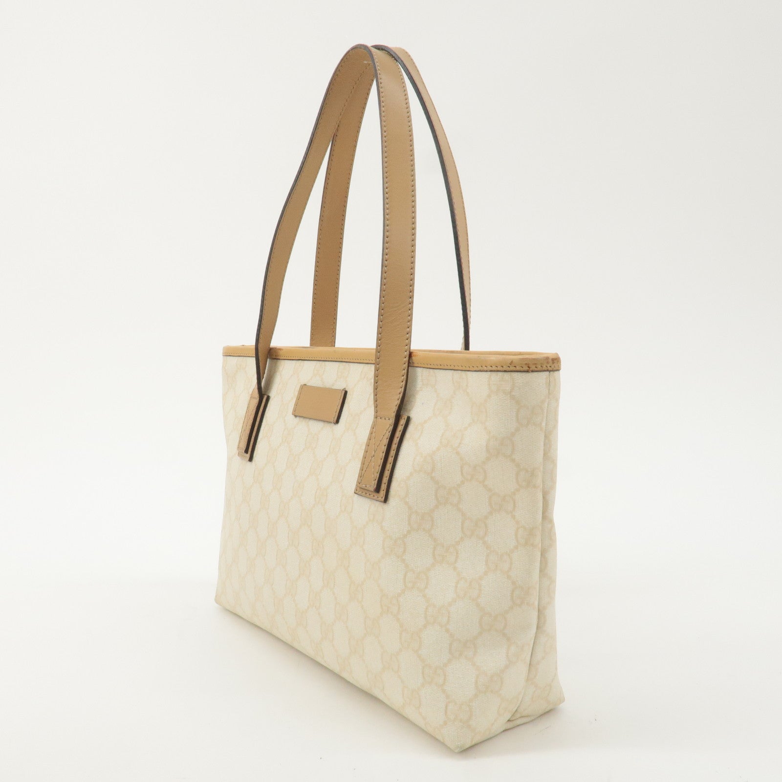 GUCCI GG Supreme Leather Tote Bag Hand Bag Beige Ivory 211138