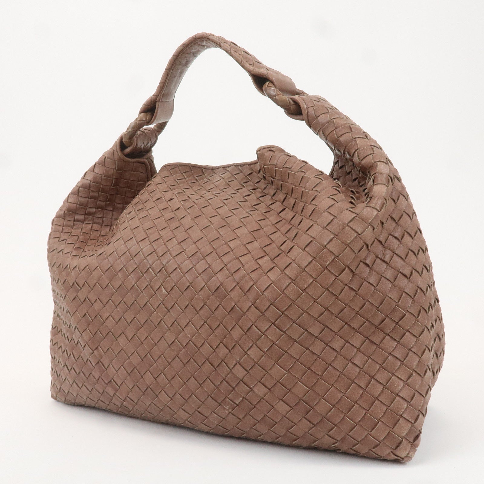 BOTTEGA VENETA Hobo Intrecciato Leather Shoulder Bag Brown 72918