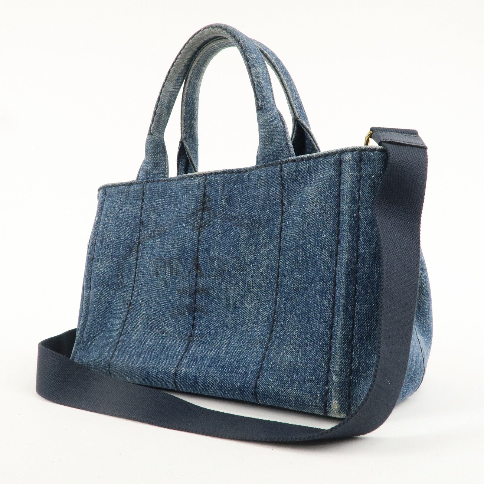 PRADA Denim Canapa Mini Canvas 2Way Bag Hand Bag Blue B2439G