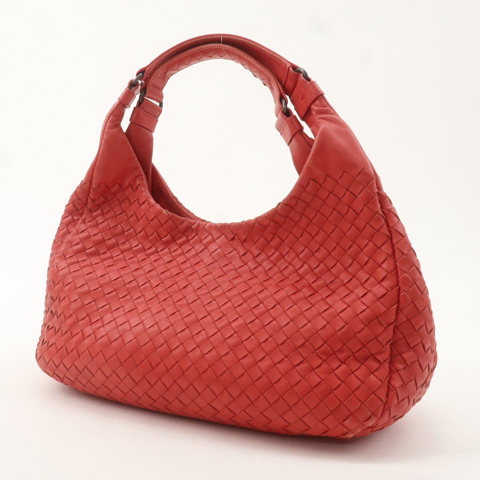 BOTTEGA VENETA Intrecciato Leather Shoulder Bag Red 125787