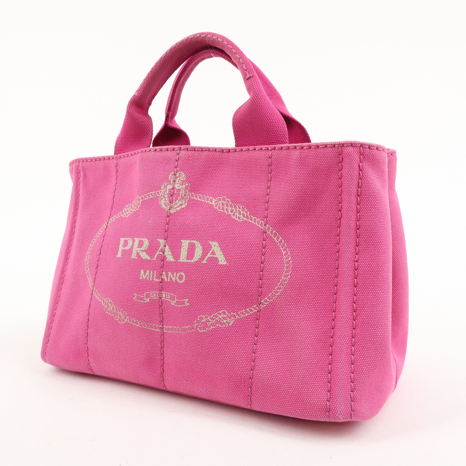 PRADA Canapa Mini Canvas Tote Bag Hand Bag Pink BN2439