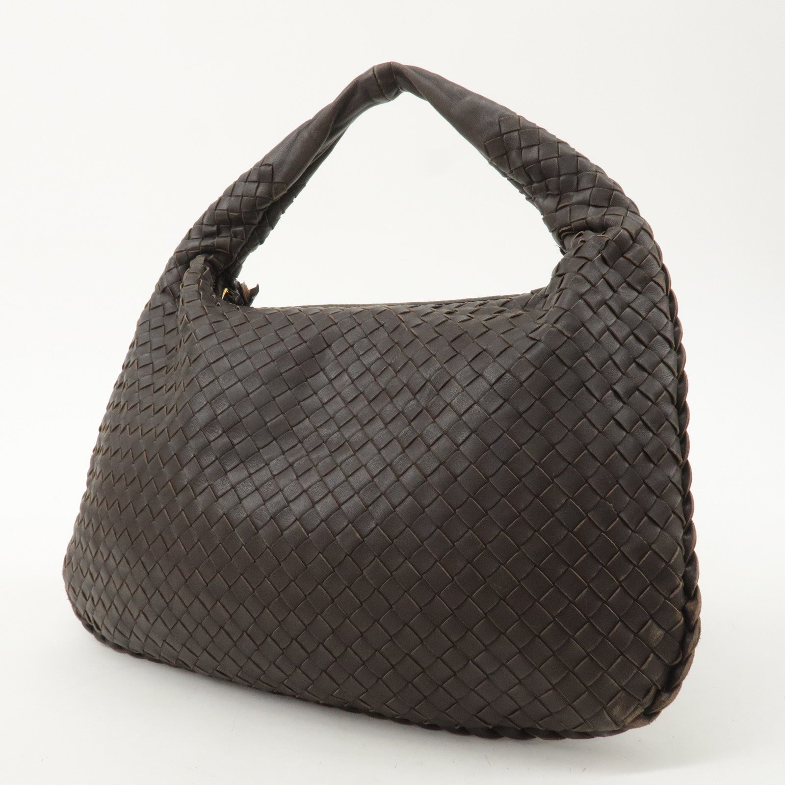 BOTTEGA VENETA Hobo Intrecciato Leather Shoulder Bag Brown 115653