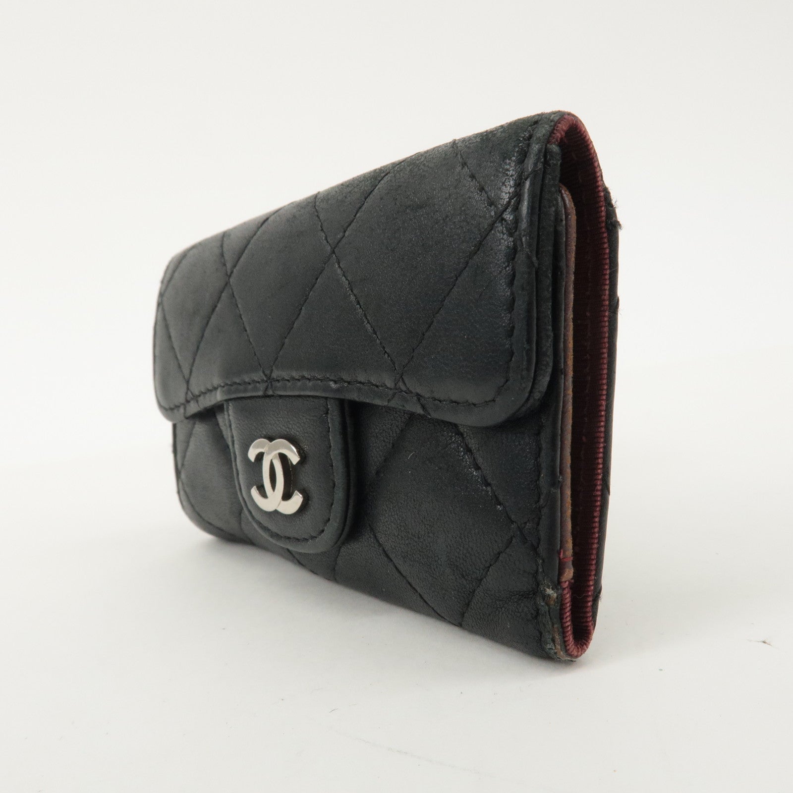 CHANEL Matelasse Lamb Skin 6 Rings Key Case Black A31503