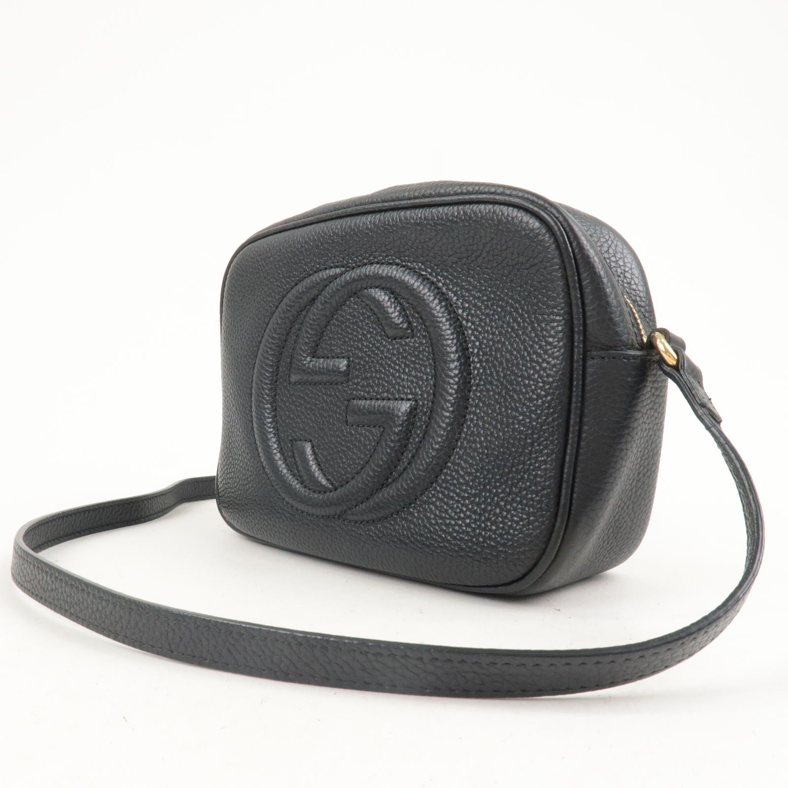 GUCCI SOHO Small Disco Leather Shoulder Bag Black 308364