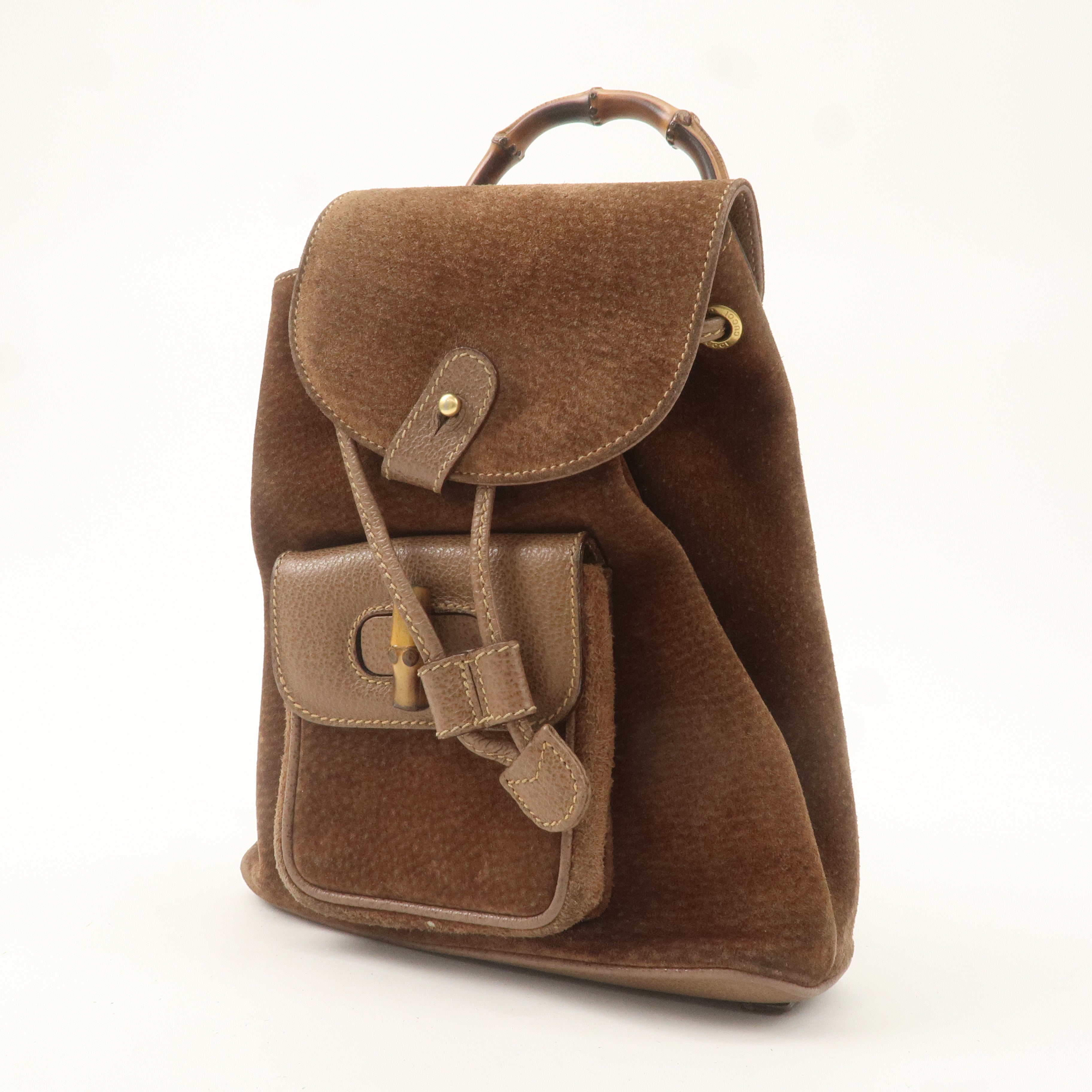 GUCCI Bamboo Suede Leather Mini Back Pack Brown 003郢晢ｽｻ繝ｻ・ｽEﾂ･2058郢晢ｽｻ繝ｻ・ｽEﾂ･0030