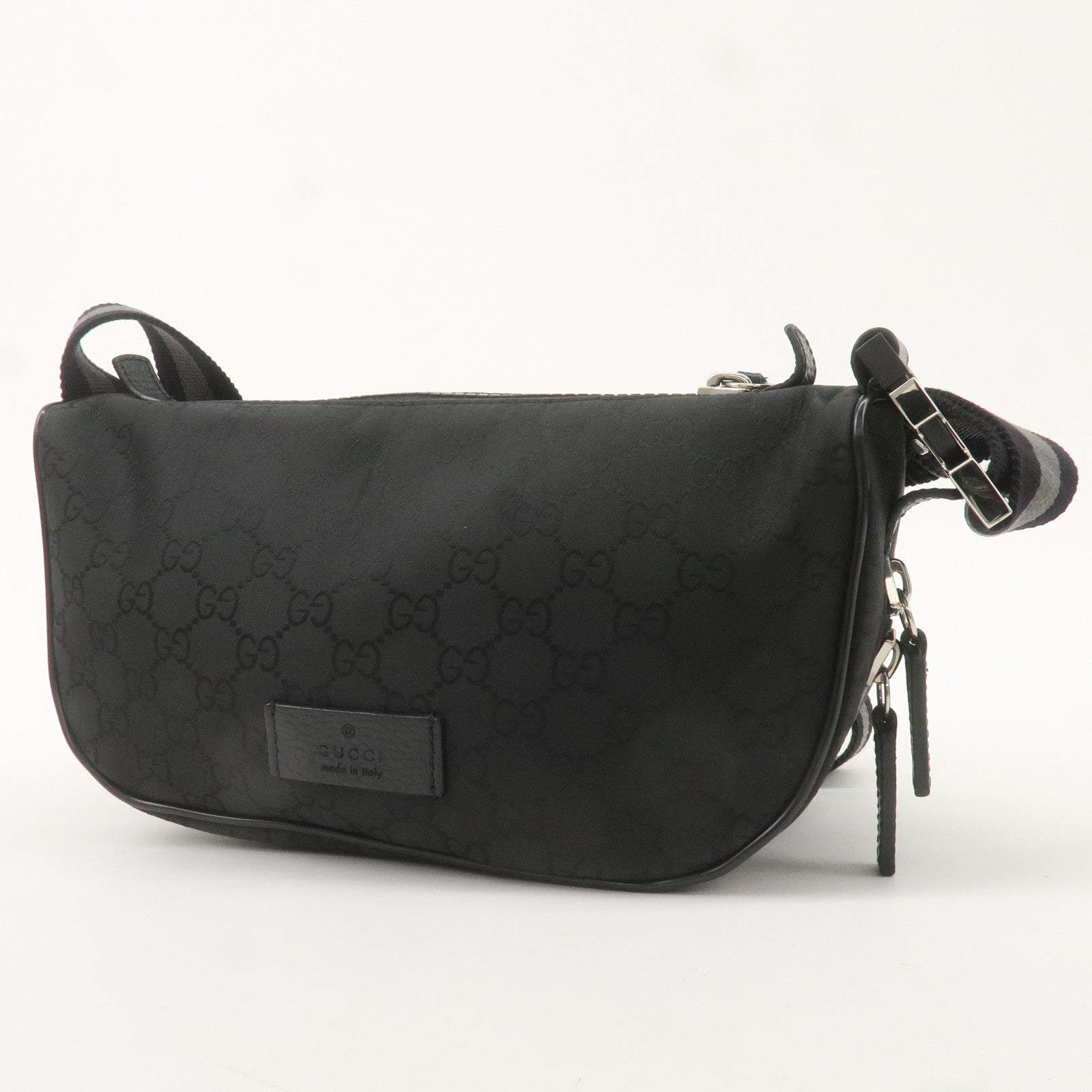 GUCCI Sherry GG Nylon Body Bag Waist Bag Black 449182