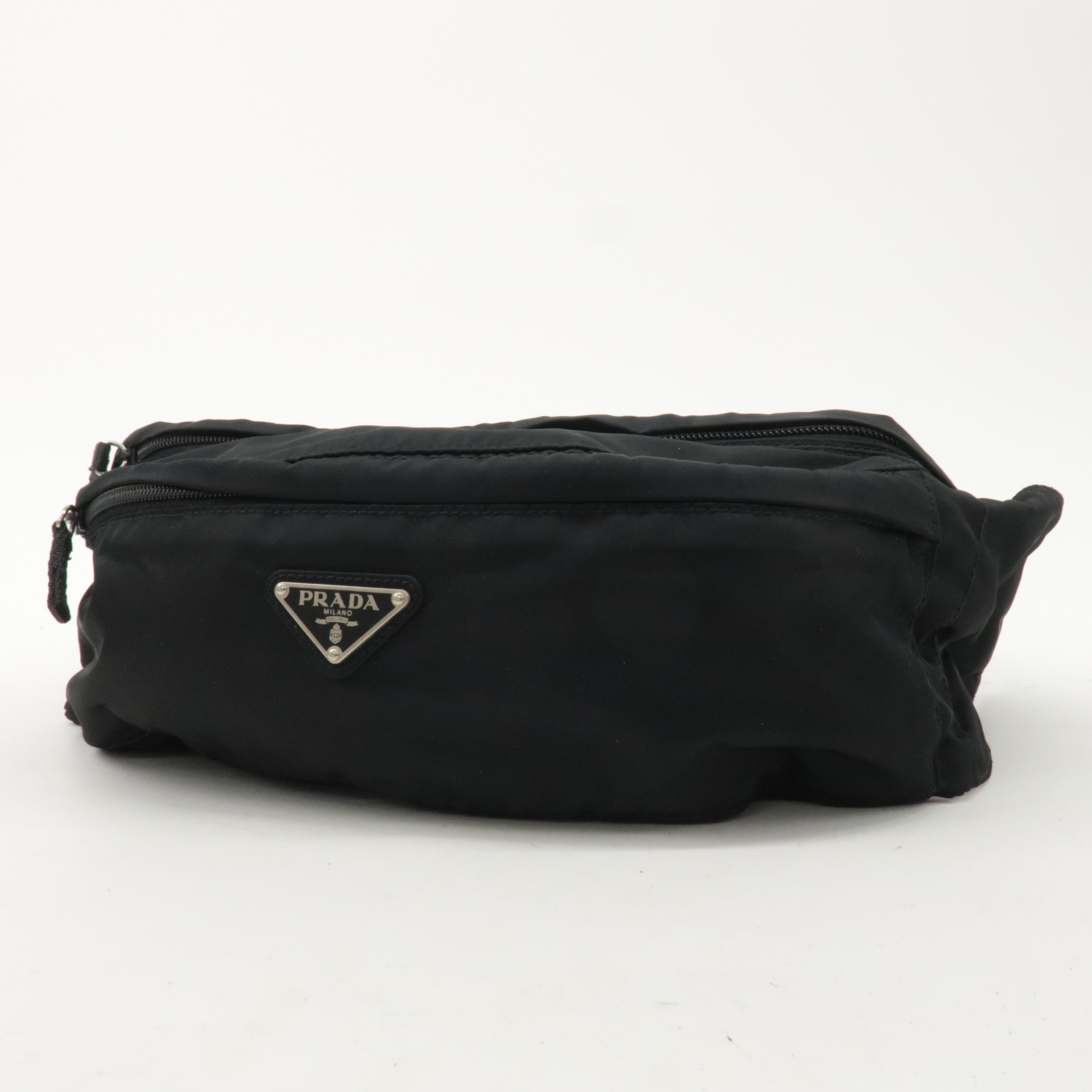 PRADA Logo Nylon Waist Bag Waist Pouch Black 2VL034