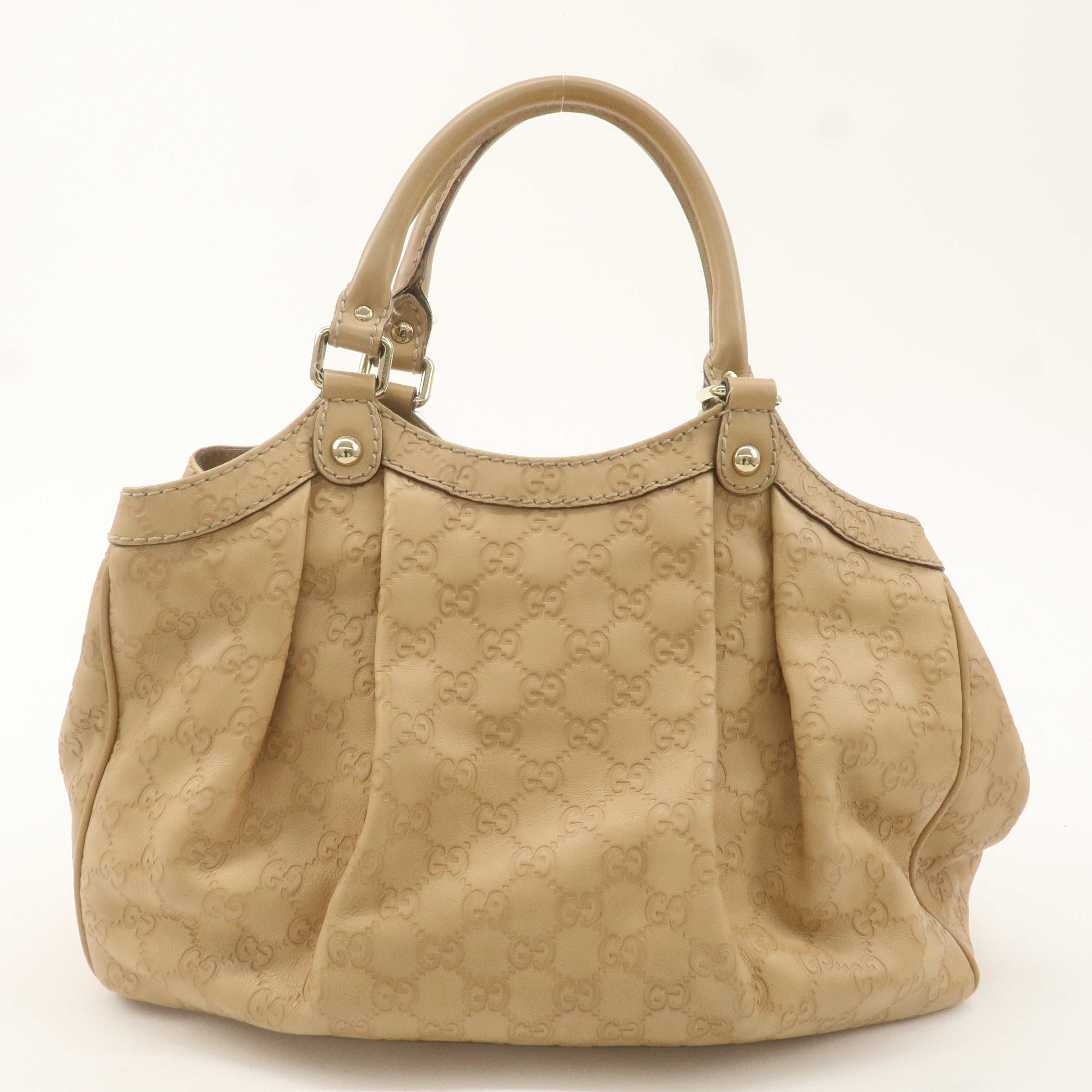 GUCCI Guccissima Leather Hand Bag Beige 211944