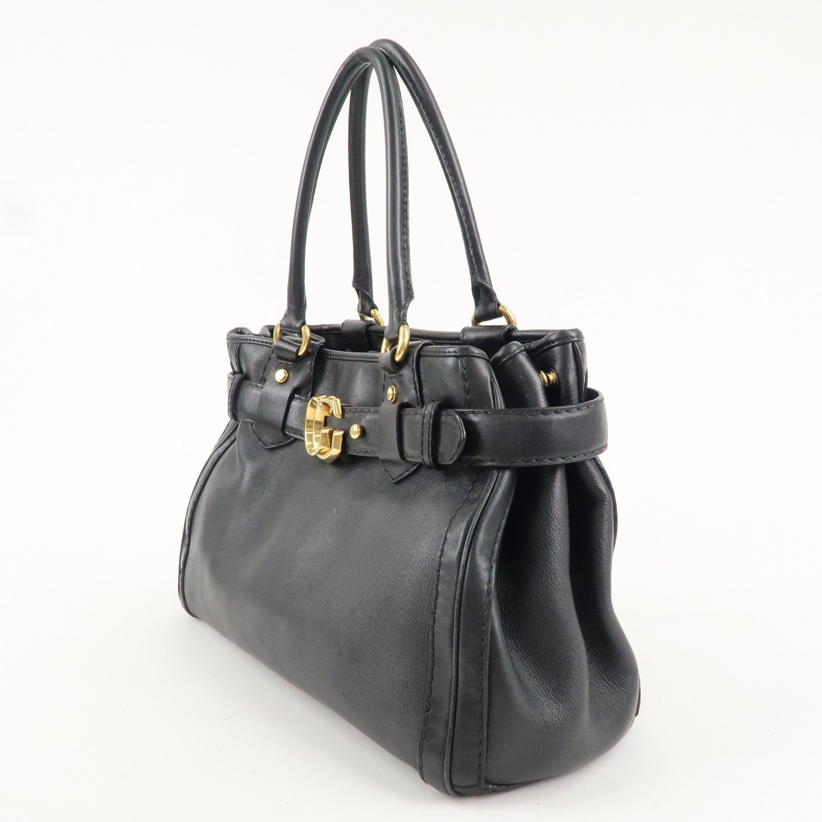 GUCCI GG Running Leather Tote Bag Hand Bag Black 247183