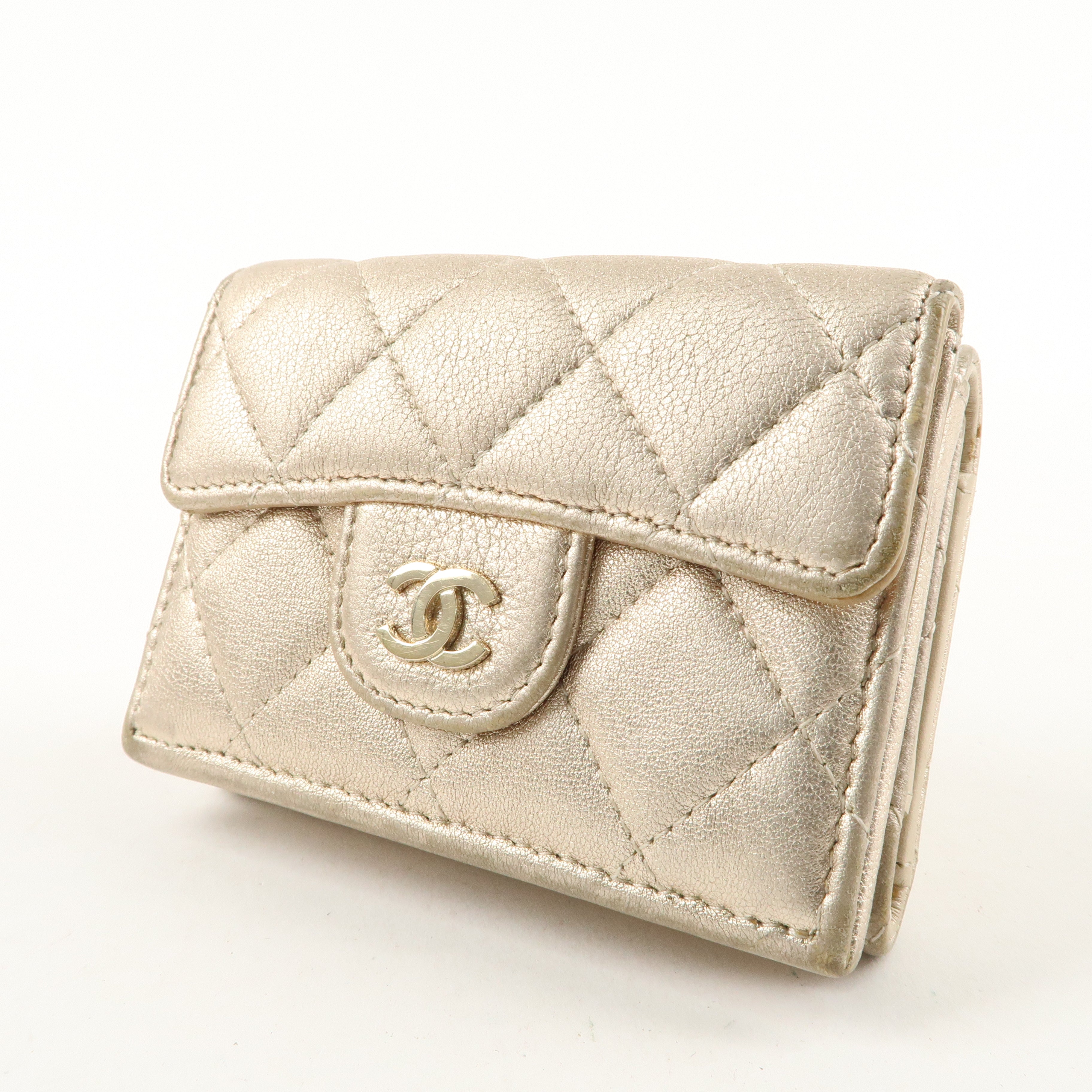 CHANEL Matelasse Lamb Skin Classic Small Flap Wallet AP0230