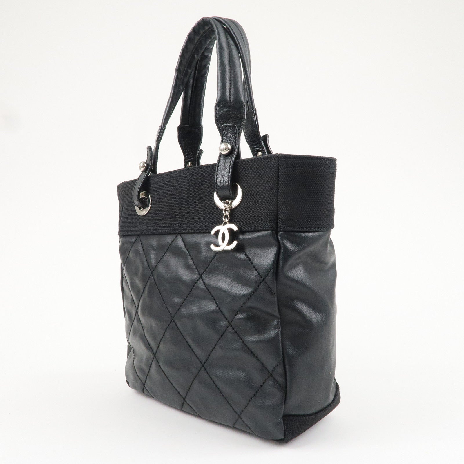 CHANEL Paris Biarritz Coated Canvas Leather Tote Bag PM A34208