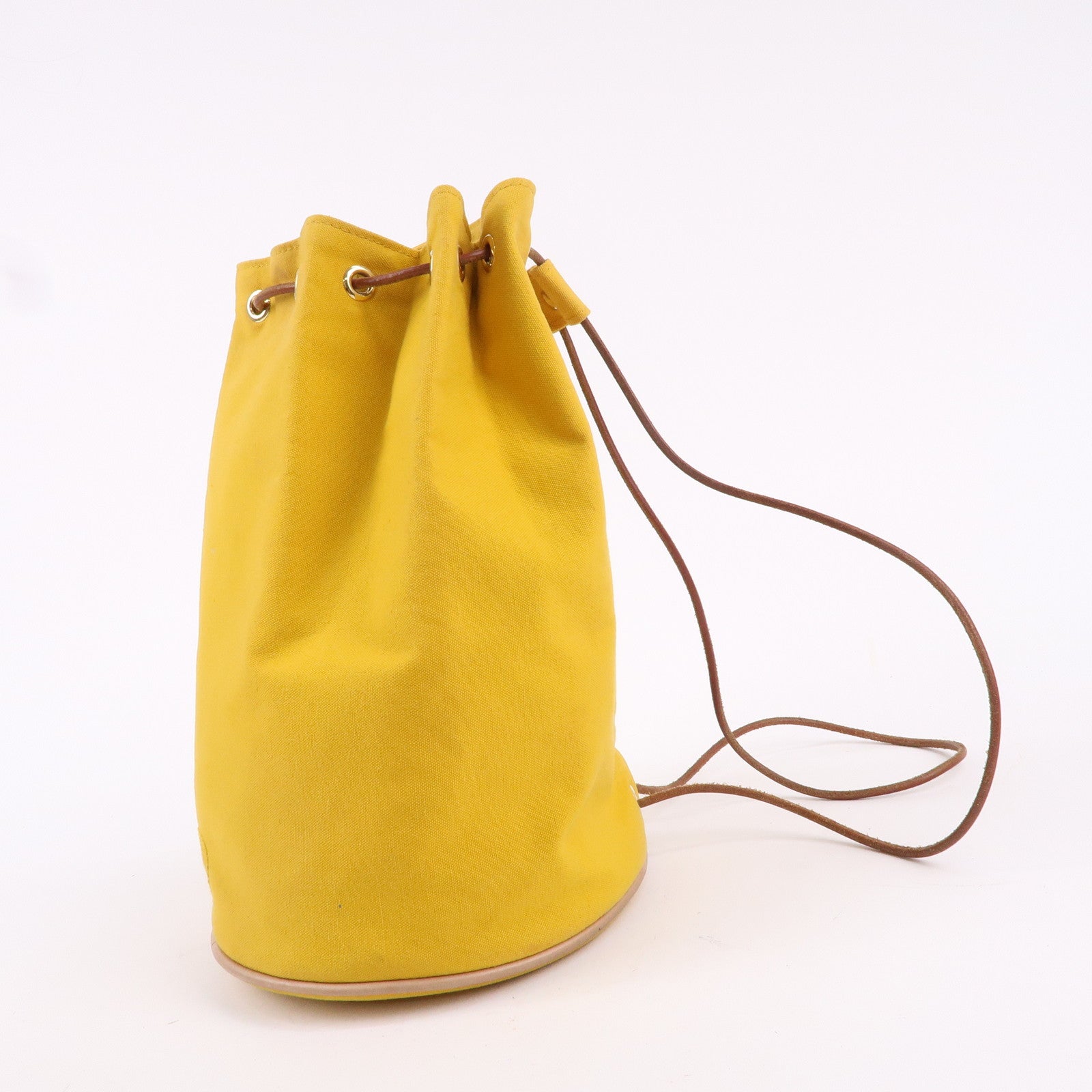 HERMES Canvas Leather Porochon Mimil PM Shoulder Bag Yellow