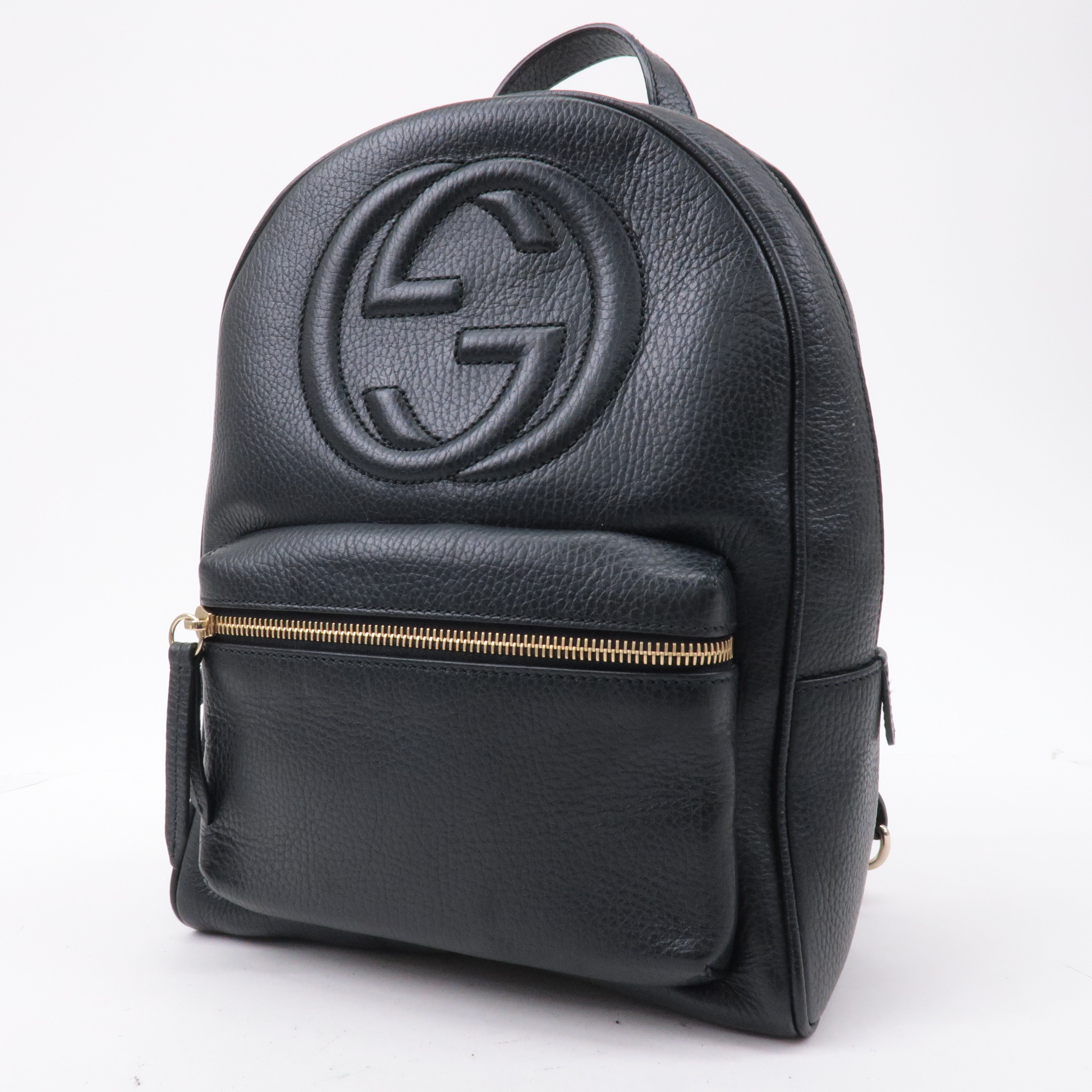 GUCCI SOHO Interlocking Leather Back Pack Ruck Sack Black 536192